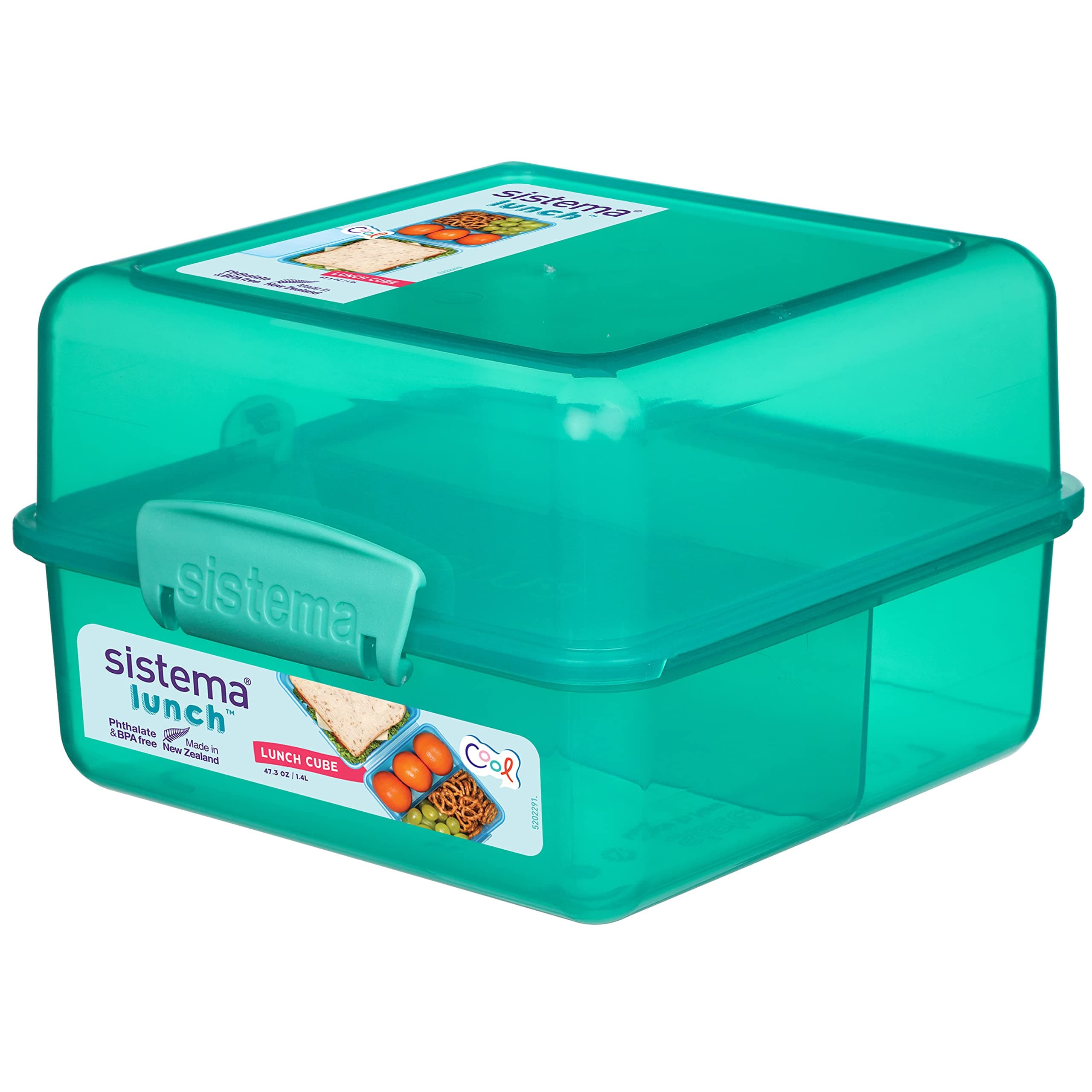 Sistema Lunch Box with Compartments | 1.4 L Lunch Cube | Food Storage Container with Lid | BPA-Free | Assorted Colours (Not Selectable)