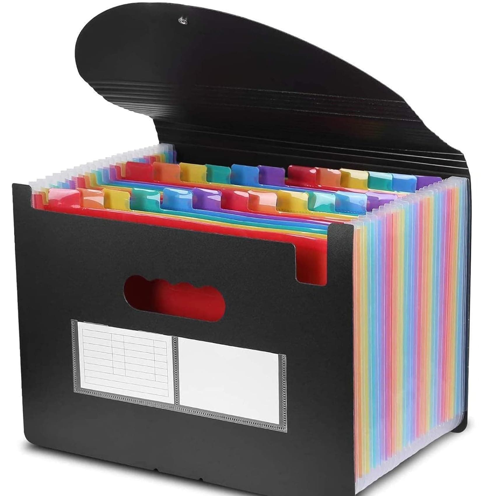 File Organisers, Supmaker 24 Pockets Expanding File Folder, A4 Size Accordion Folder Expandable File Organiser with Lid, Rainbow Document Organiser for Filing Folders and Storage Files