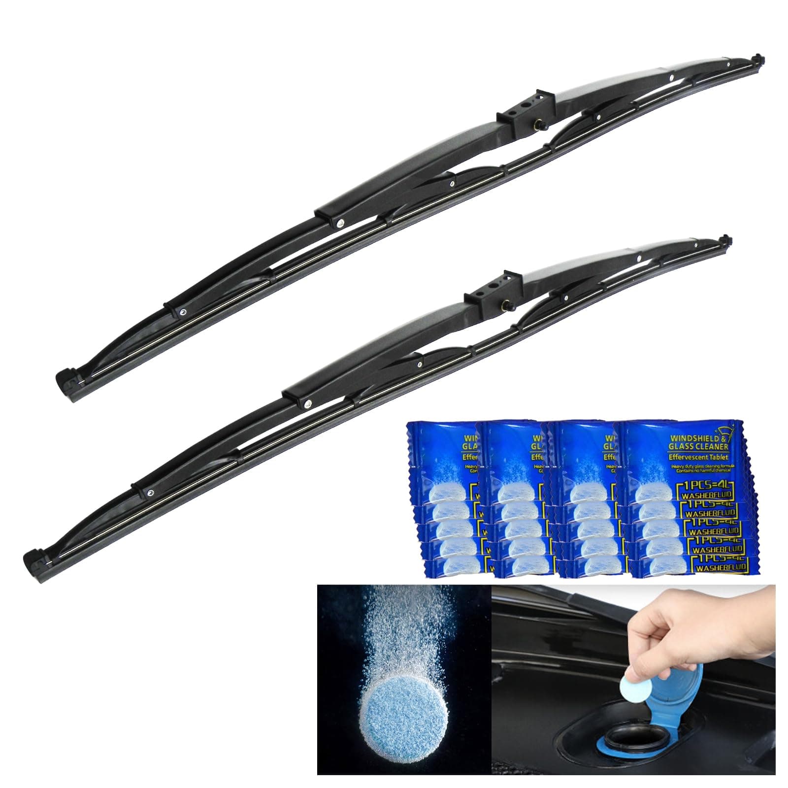 2Pcs 32" Heavy Duty Windshield Saddle Mount Wiper Blade Replacement for Motorhome Recreational Vehicle RV and Bus with 16.5mm width