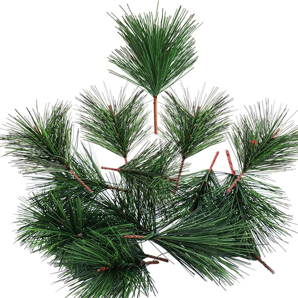 20 PCS Artificial Pine Branches Green Pine Needles Small Pine Twigs Stems Picks for Christmas Flower Arrangements Wreaths Holiday Decor