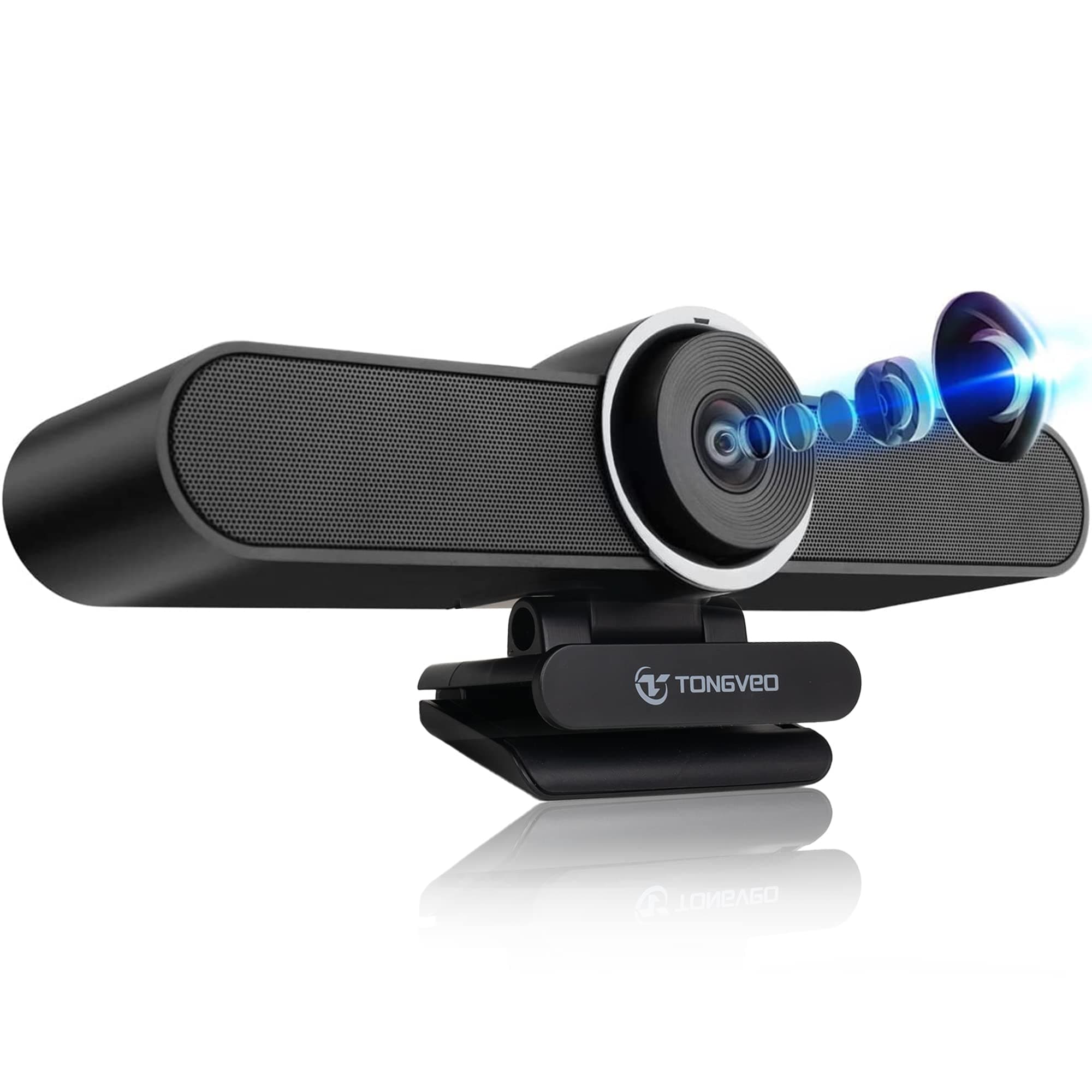 4K Webcam Conference Call TV Room Web Camera with Dual Microphones &Speaker, | All-in-One USB Video Camera, 116° Wide Angle, AI Auto Framing | Compatible with Zoom, OBS