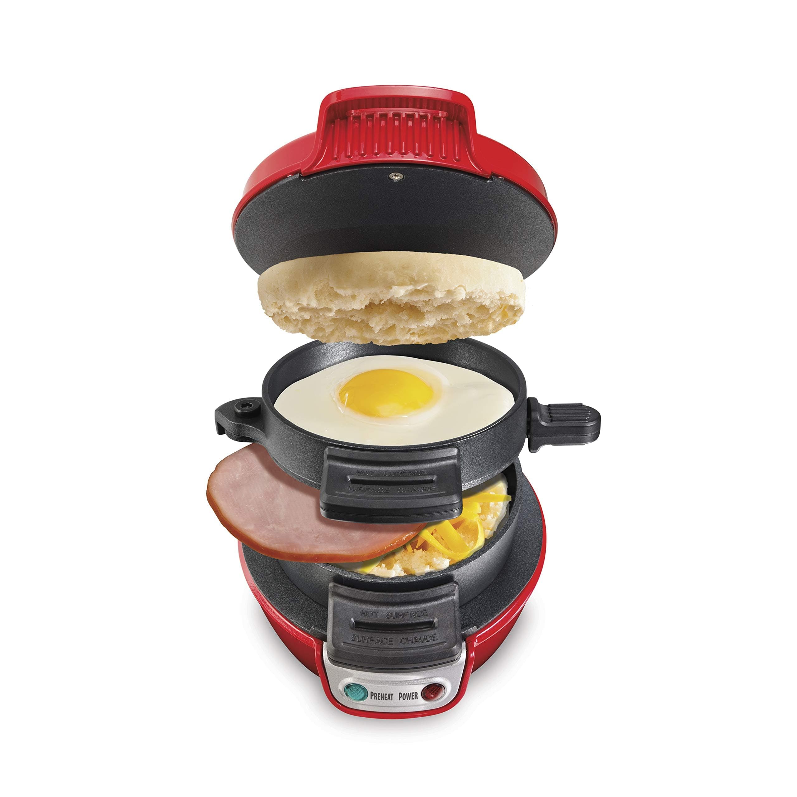 25476 Breakfast Electric Sandwich Maker, Red