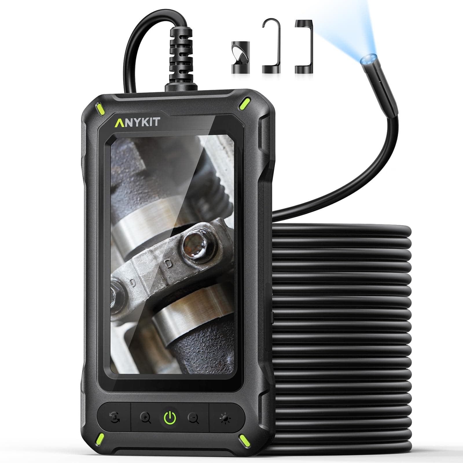 Borescope Inspection with Light, Industrial Endoscope Camera with 4.3” HD Screen, Waterproof Digital Snake Camera, Semi-Rigid Cable Bore Scope for Home Pipe, Engine, Inside Wall, Duct (11.5 FT)