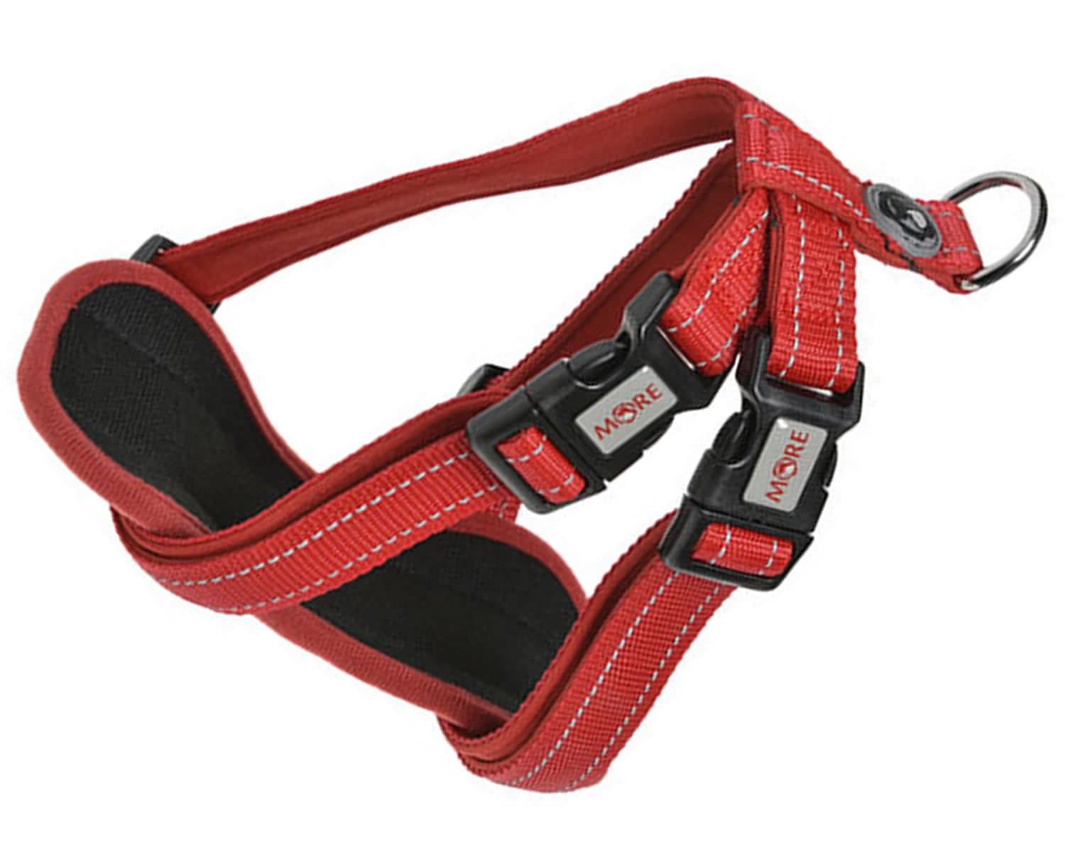 Panda Value Allround Medium Dog Harness Red for Chest 46-75cm & Weight 10-19kg Strong Nylon/Soft Neoprene, Adjustable Padded & Comfy Easy Back Clip Fastening Swiss Design Walking/Training Vest