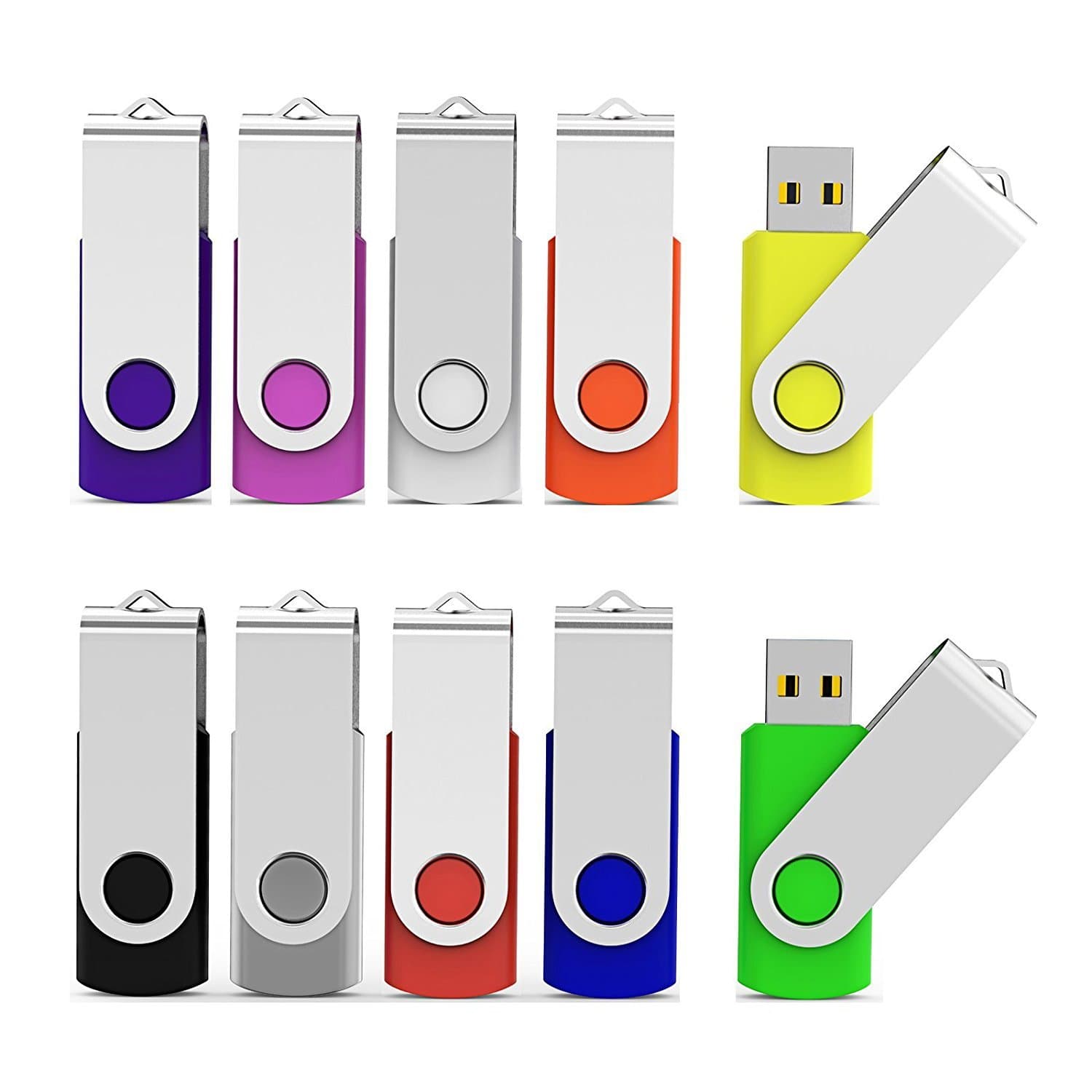 - 10 Pieces 32GB USB Flash Drive 10 Pack USB 2.0 Memory Stick Thumbdrives (Mix Colors : Black Blue Red Green Orange White Yellow Pink Purple Silver)