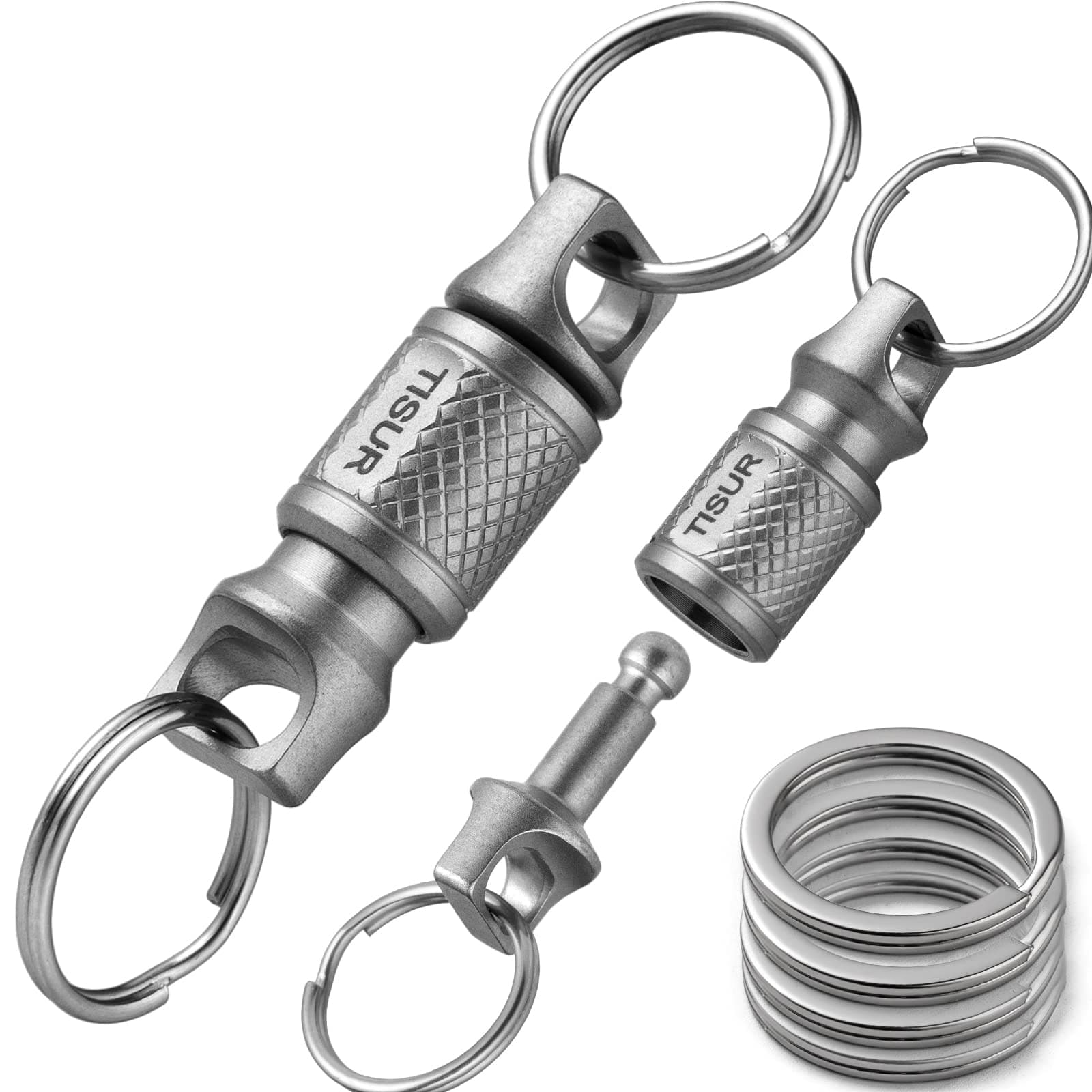 TISUR Titanium Quick Release Keychain, Retractable Key Chain Detachable Keychain Clip,Pull Apart Key Rings for Men Women