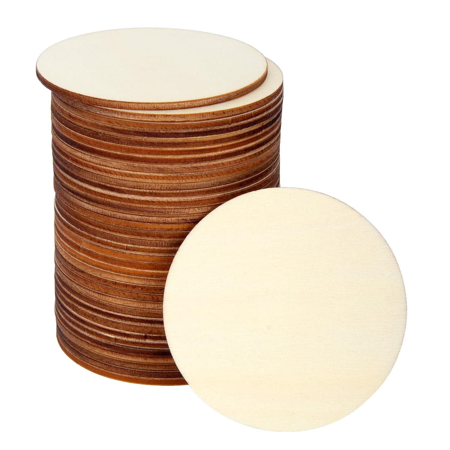 Blisstime Unfinished Wood Circles for Crafts, Wood Rounds for Crafts, Round Discs for Painting, Writing, DIY Supplies, Engraving and Carving, Home Decorations (3" 36 Pcs)