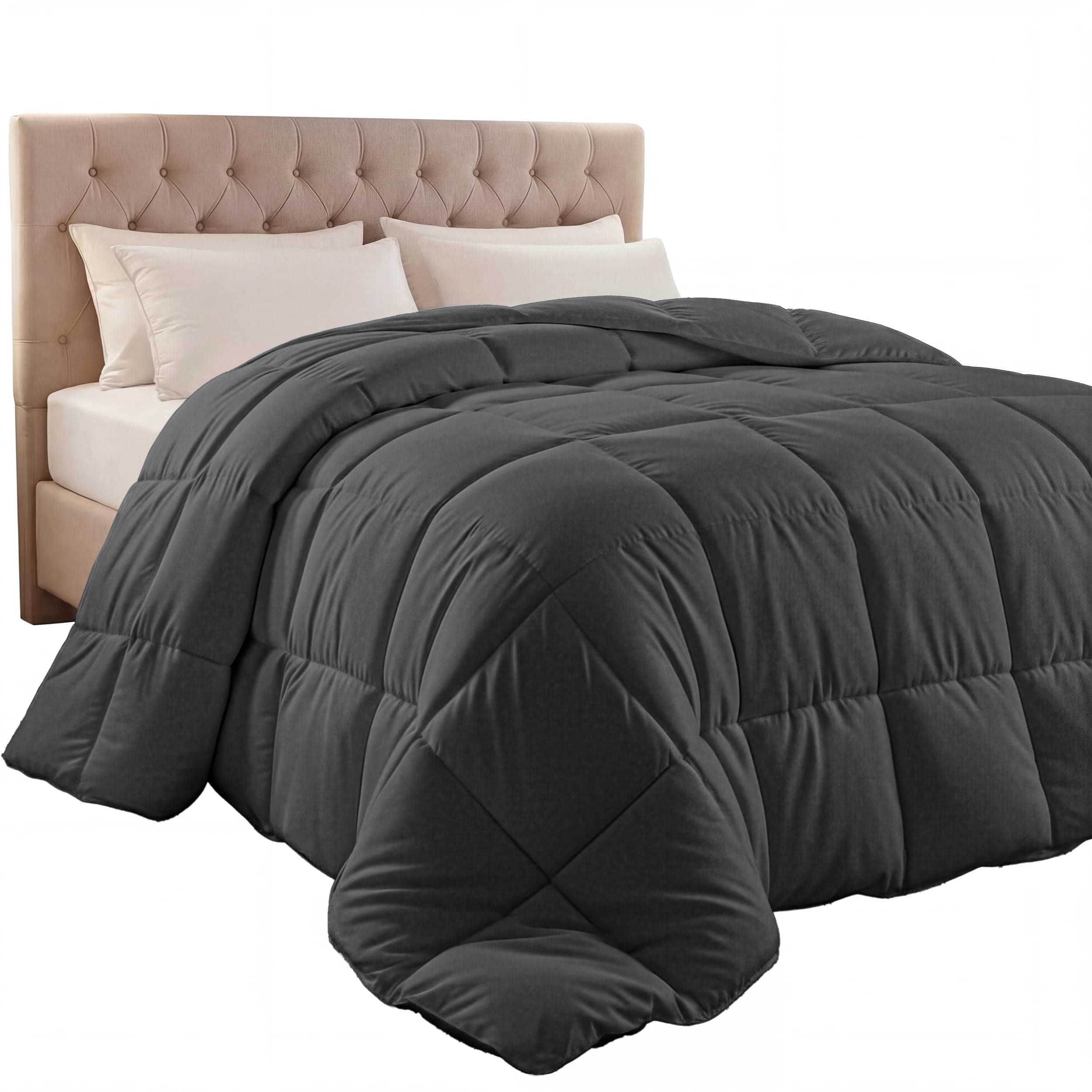 Utopia Bedding Queen Comforter Duvet Insert, Quilted Grey Comforter with Corner Tabs, Box Stitched Down Alternative Comforters Queen Size 88 x 88 inches