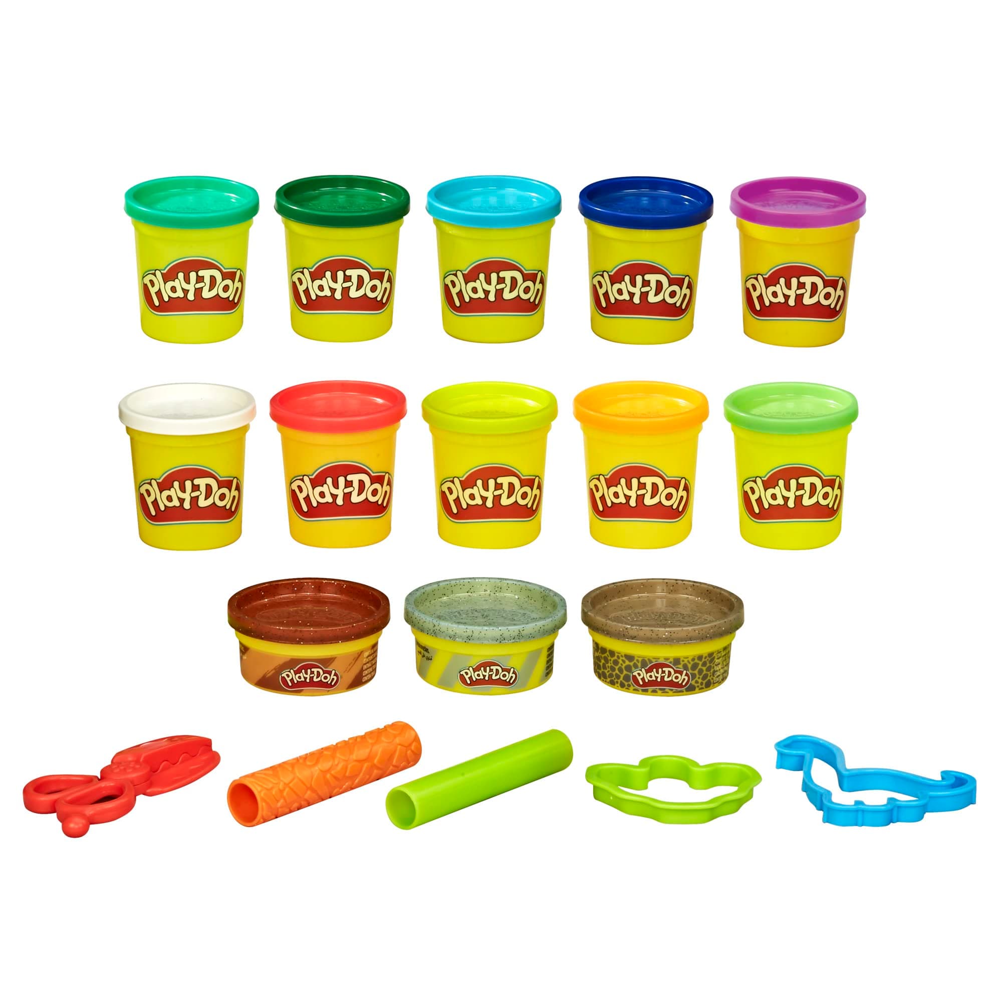 Dinosaur Theme 13-Pack of Non-Toxic Modeling Compound with 2 Cutter Shapes, 2 Roller Tools, and Scissors (Amazon Exclusive)