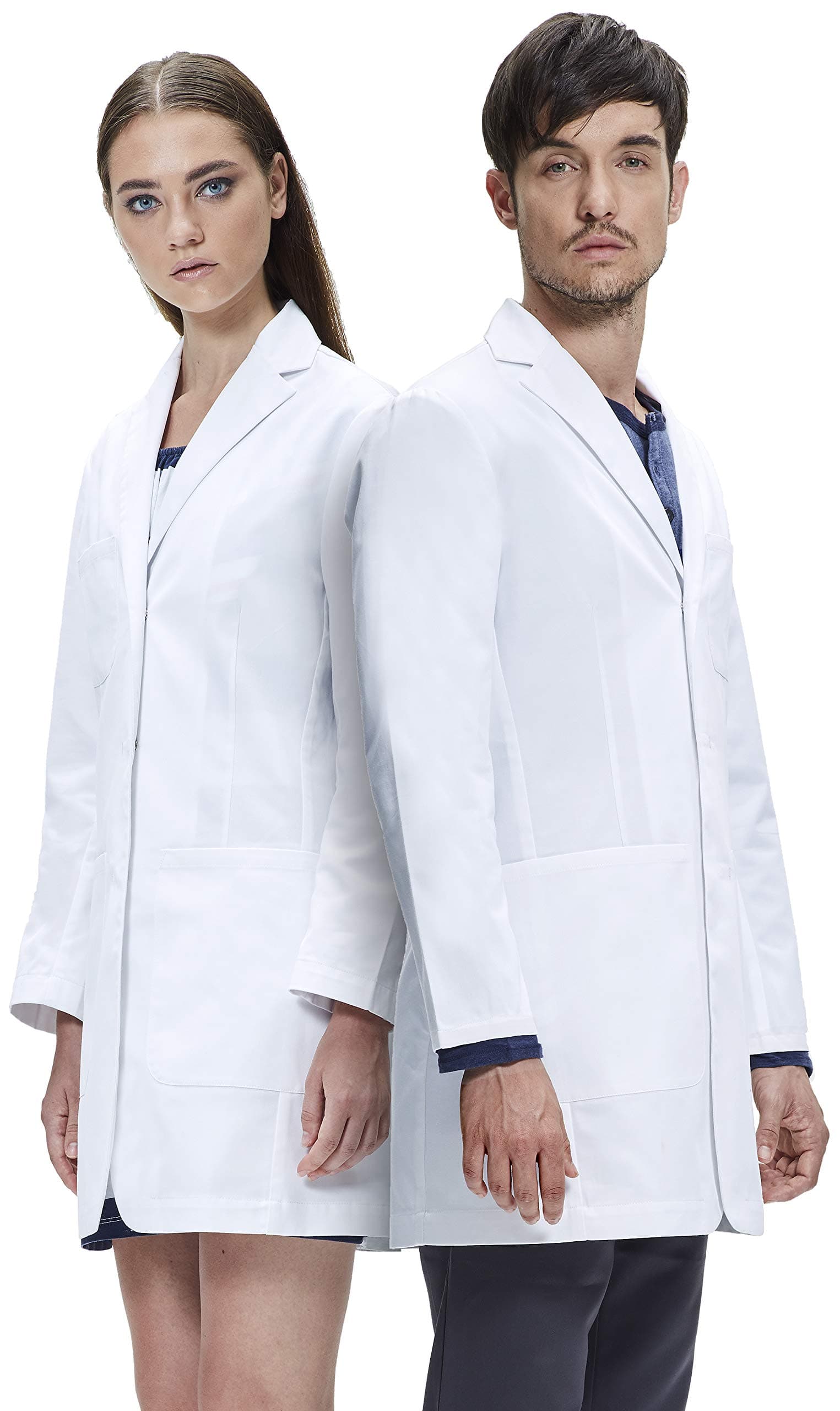 Student Lab Coat for Men and Women, Multiple Pockets, Tailored Fit, Stud Closing, 35" Length