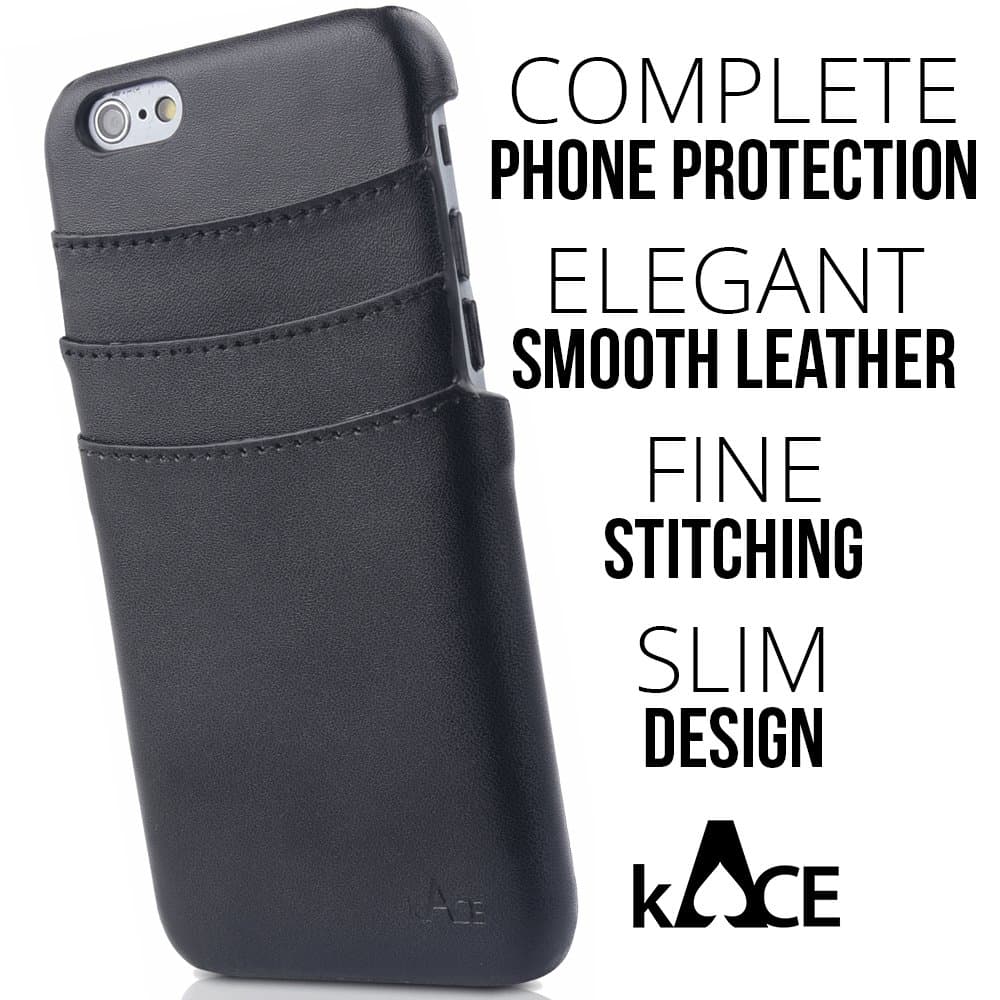 Iphone 6 / 6s Leather Black Wallet Card Holder Case By Kace