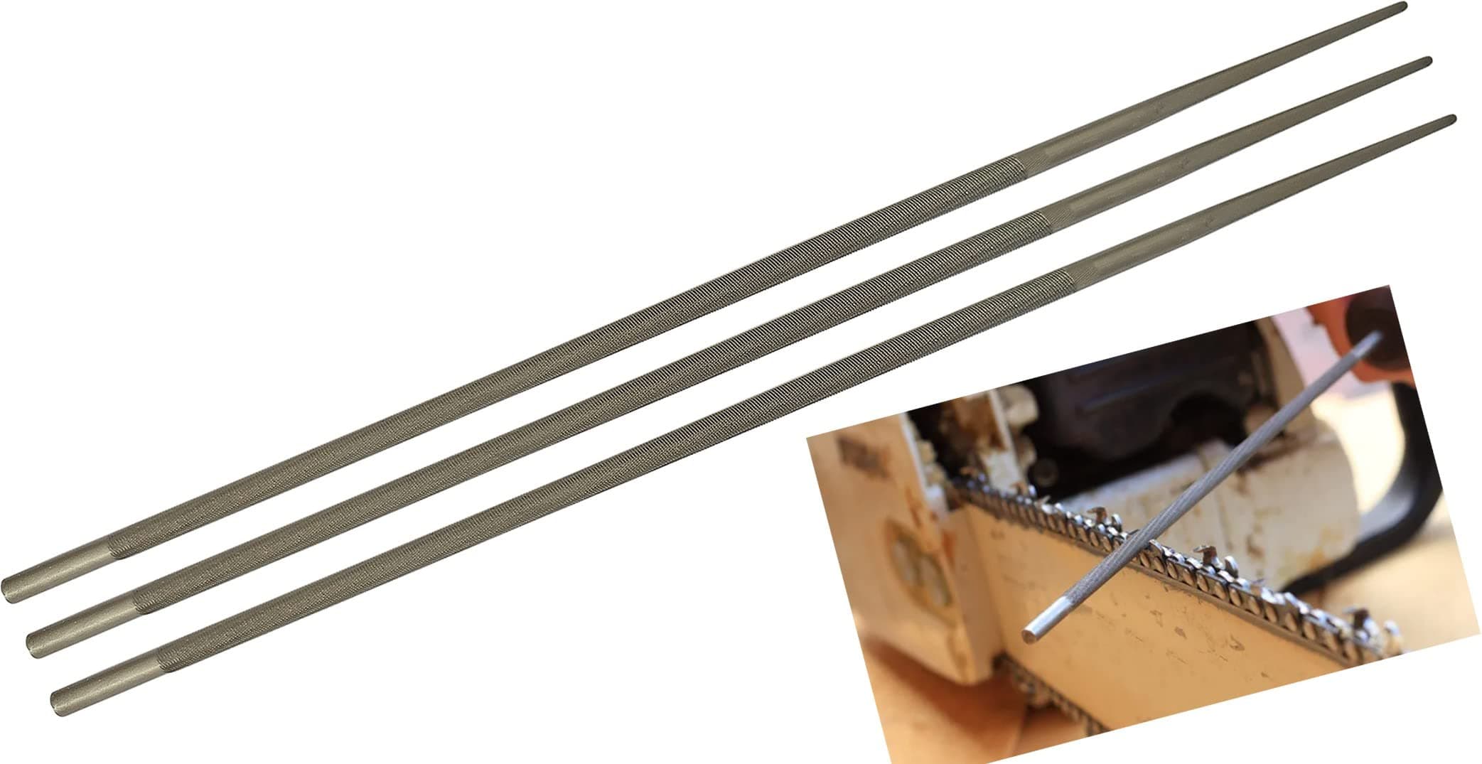 Inditrust 3Pcs/Set 4.8 mm Round High Carbon Steel Sharpening Chainsaw Saw Chain Files Sharpener for Wood Working