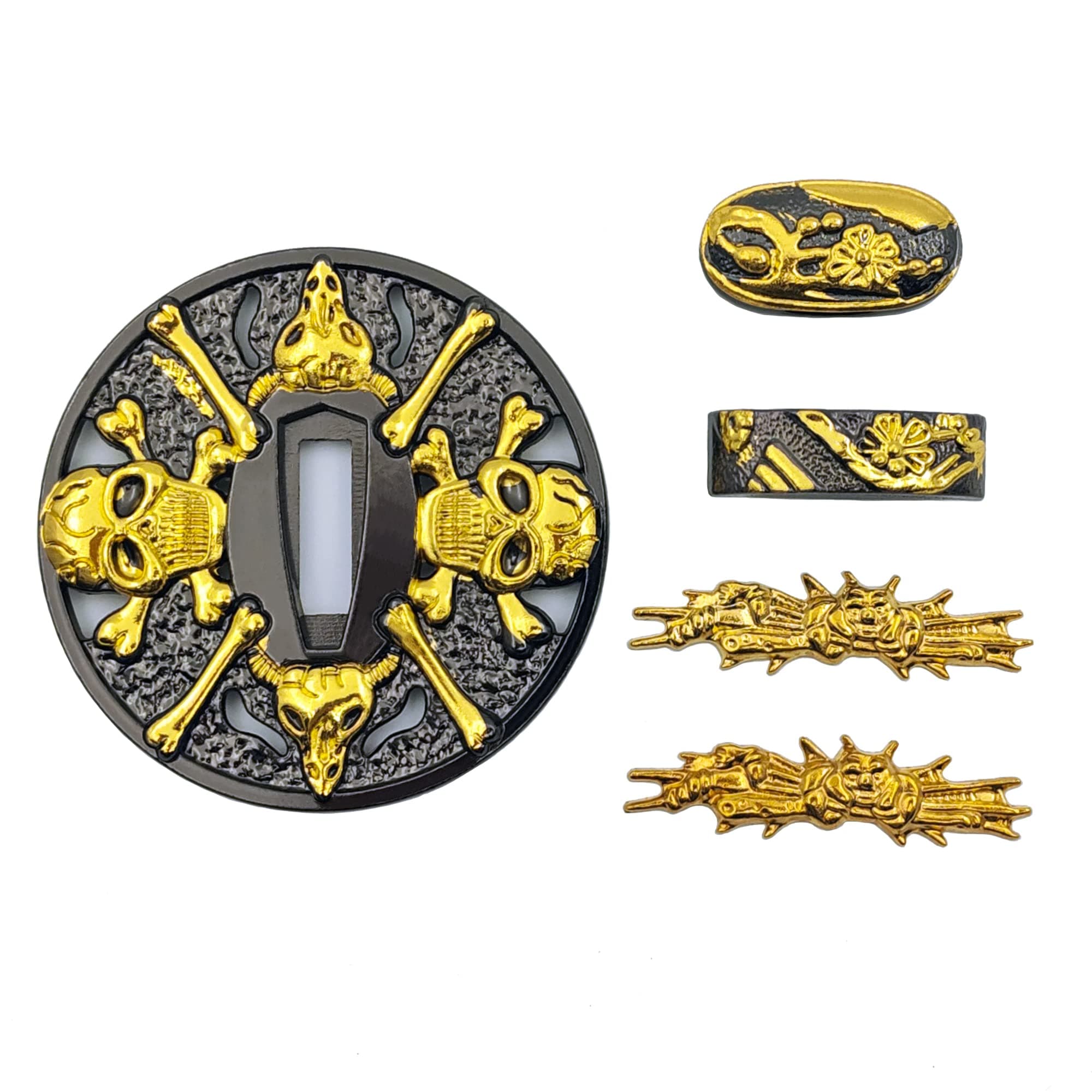 Katana Tsuba Set - Alloy Samurai Sword Guard Made by Electroplating and Grinding, and Has Good Rust Resistance and Wear Resistance