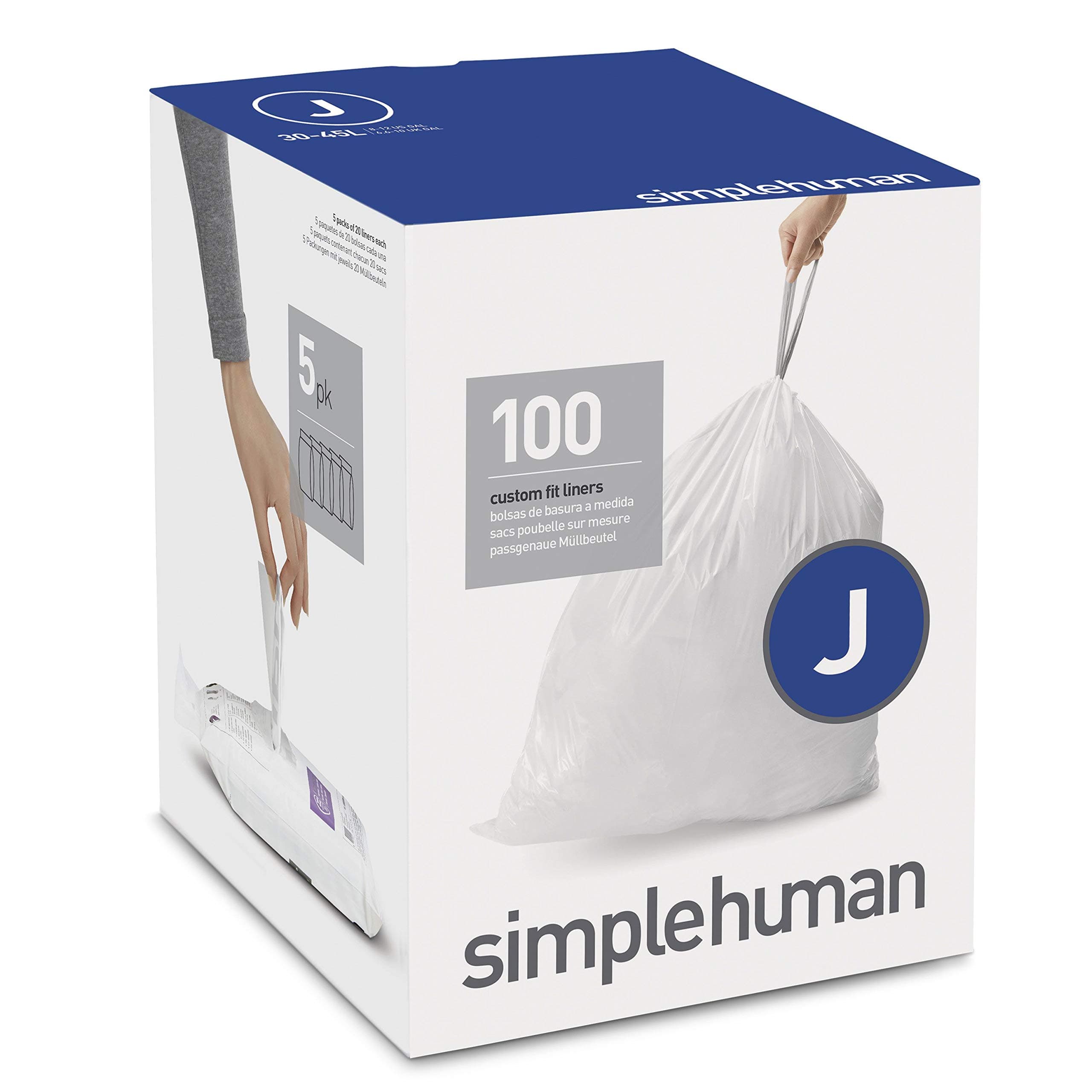 simplehuman Bin Liner Code J 3840 liter Pack of 5x20 Pieces