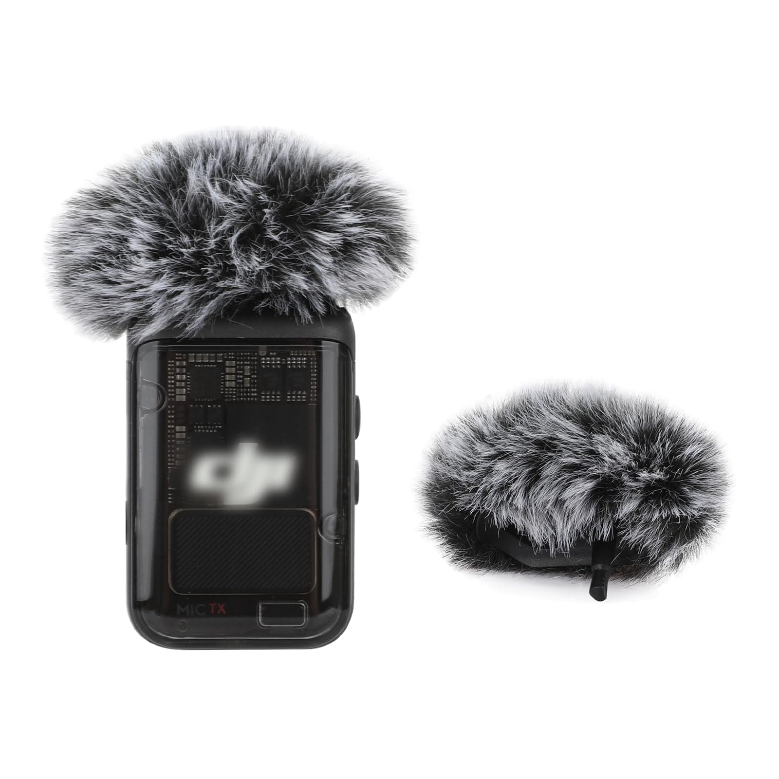 Grey Windscreen for DJI MIC 2 / OSMO POCKET 3 Microphone Furry Wind Muff Grey Foam, 2-Pack