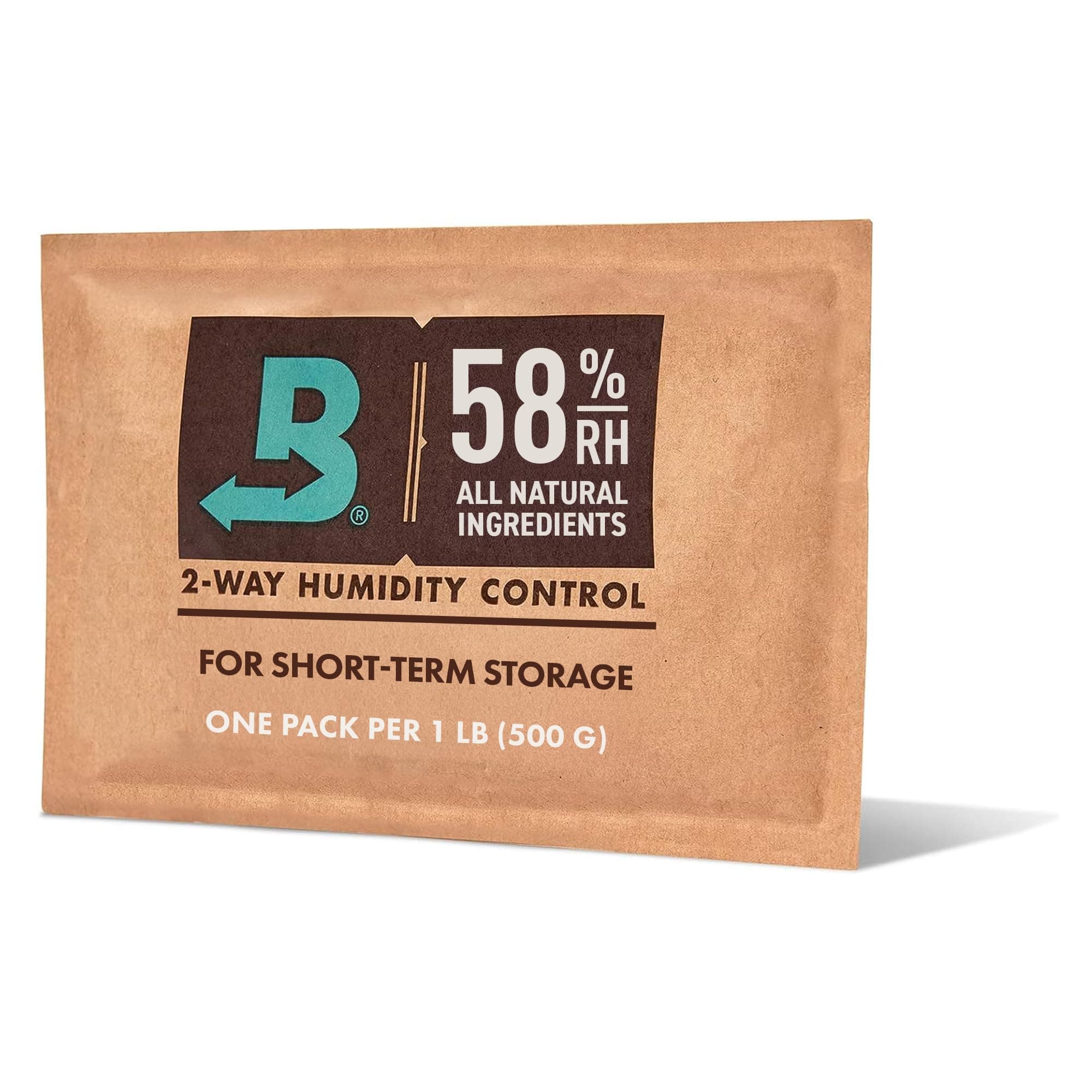 Boveda 58% Two-Way Humidity Control Pack For Storing 1 lb – Size 67 – Single – Moisture Absorber for Storage Containers – Humidifier Pack – Individually Wrapped Hydration Packet – Less Sticky