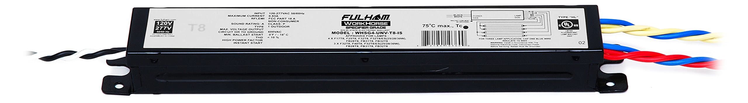 Fulham Lighting Fulham Specification Grade Linear T8 Ballast, WHSG4-UNV-T8-IS