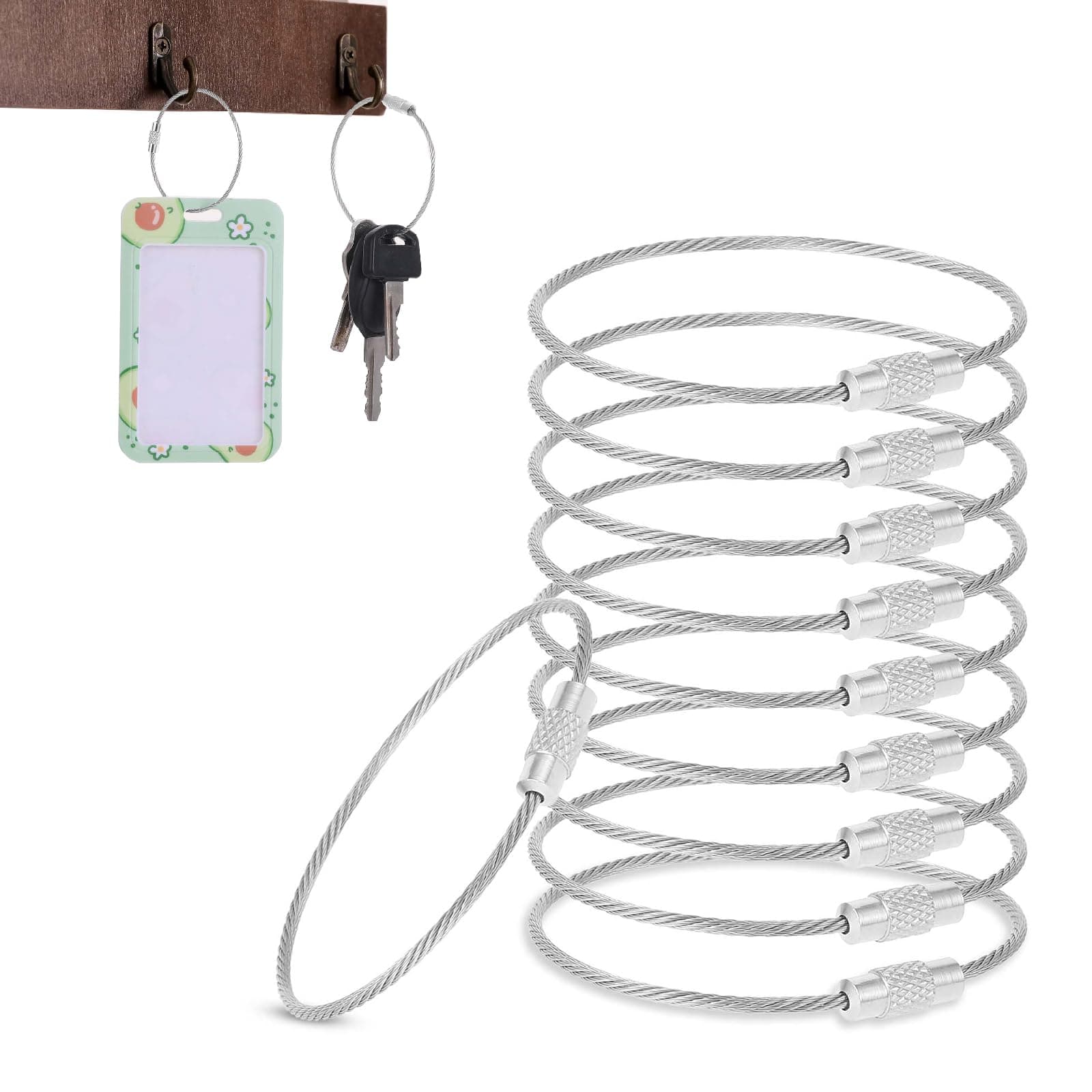 - 10Pcs Wire Keychain Stainless Steel Keychains,25Cm*1.5Mm,Cable Key Chain,Wire Rope Keychain for Home,Suitable for Hiking, Hanging Luggage Tags, Keys and ID Tag