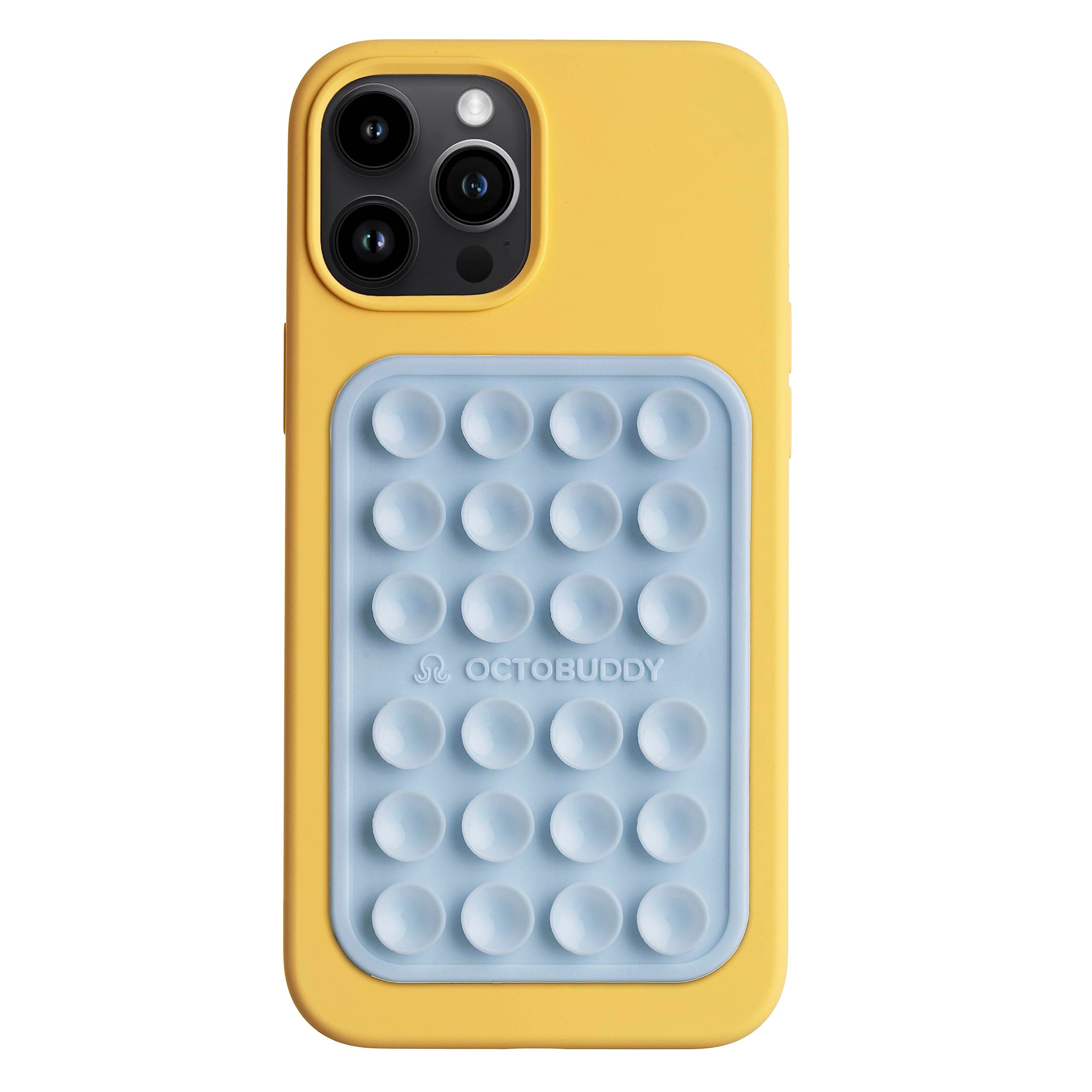 OCTOBUDDY Max Silicone Case one Suction Phone Case Adhesive Mount - Hands-Free,Strong Grip Holder For Selfies And Videos - Durable,Easy To Use - iPhone And Android Compatible - 2.6? X 3.9?,Baby Blue