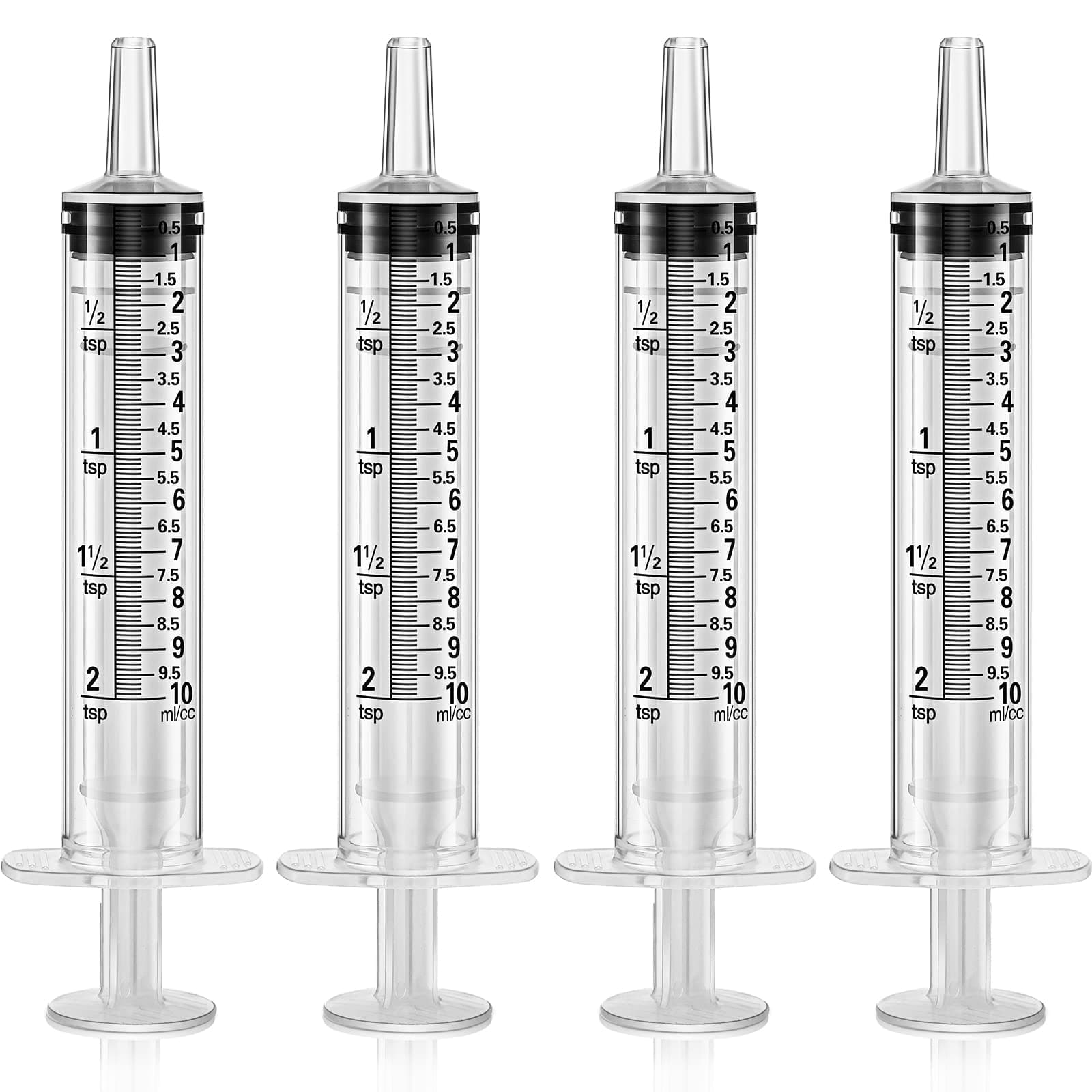 Frienda Large Plastic Syringe 4 Pack Measuring Syringe Tools Dispensing Multiple Uses(10 ml)