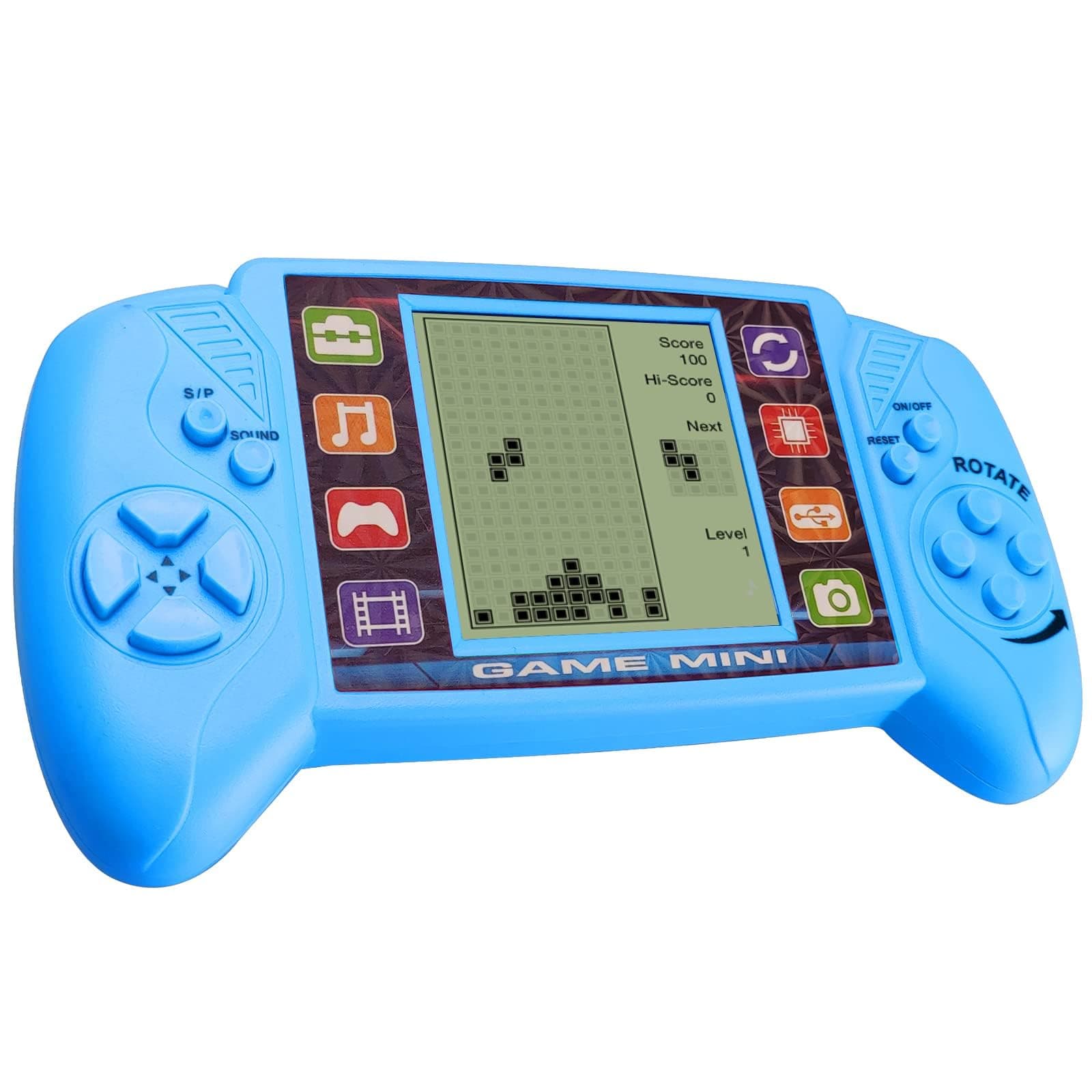 Brick Game Console, Built in 23 Puzzle Games,3.5in LCD Mini Portable Brick Game Player,Classic Brick, Tank, Brick Breaker, Racing (Blue)