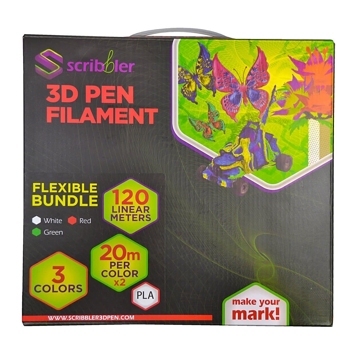 PLA Based Flexible Filament Refills for 3D Drawing Pen | Premium Quality, Durable PLA Based Flex Material| 400 Linear Feet for Endless Doodles| 3 Different Color