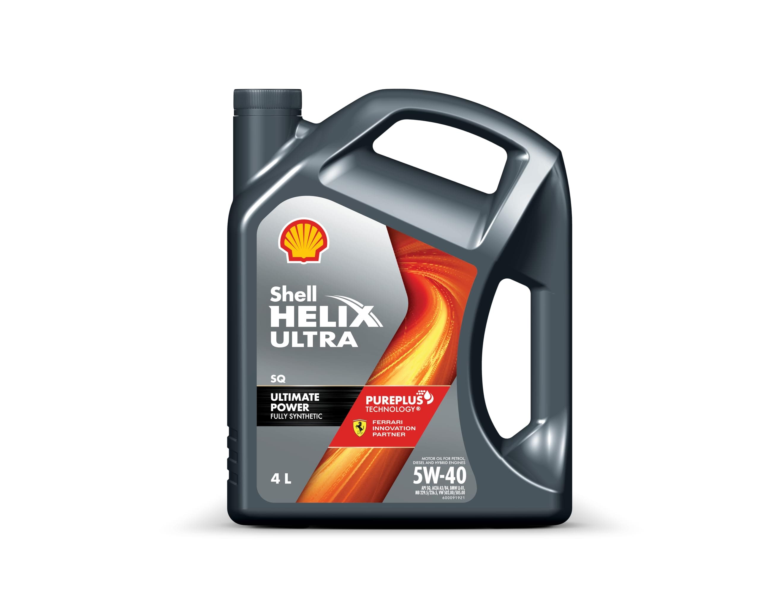 Shell Helix Ultra 5W-40 API SQ Fully Synthetic Engine Oil for Petrol, Diesel, CNG/LPG Cars (4 L)