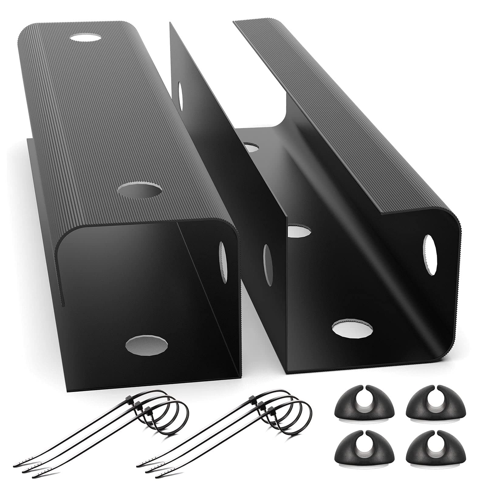 2 Pack Under Desk Cable Tidy Basket, Cable Management Tray, Perfect for Standing Desk Cable Tray, Cable Trunking for Office and Home, Black