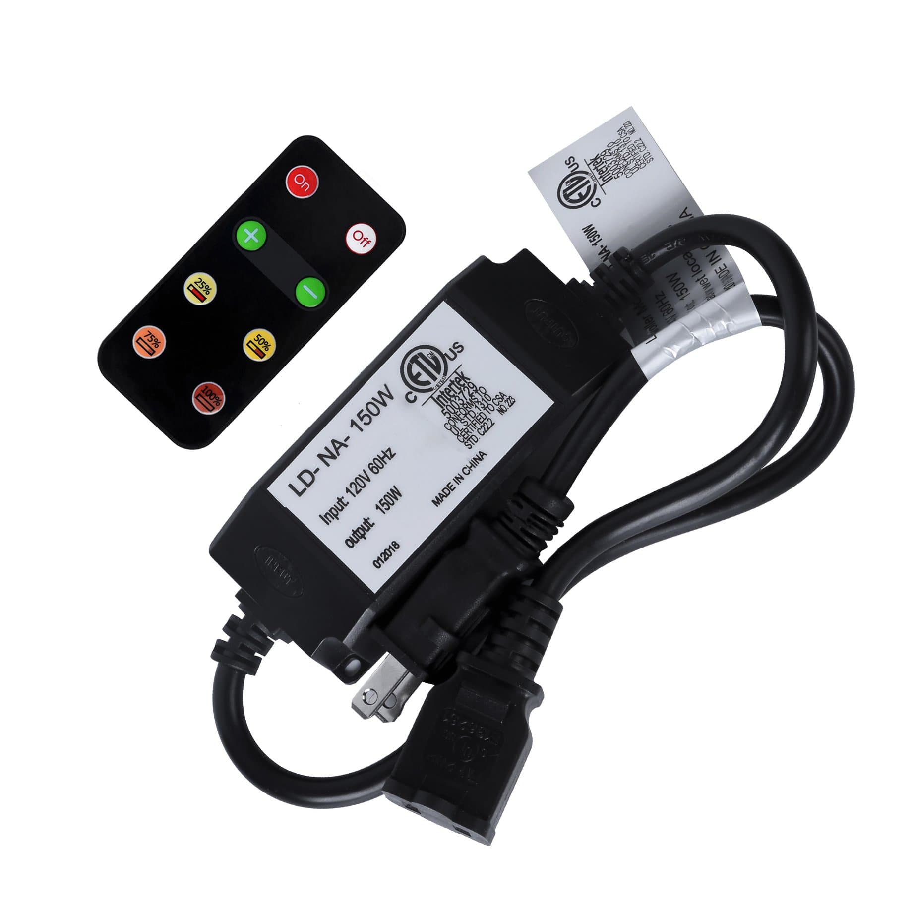 ANGROC RF Wireless Remote Control Smart Plug in Dimmer,150W MAX, 85Ft MAX Range, Stepless Dimming, ONLY for 120V LED Edison Waterproof Outdoor S14/G40 Patio String Lights