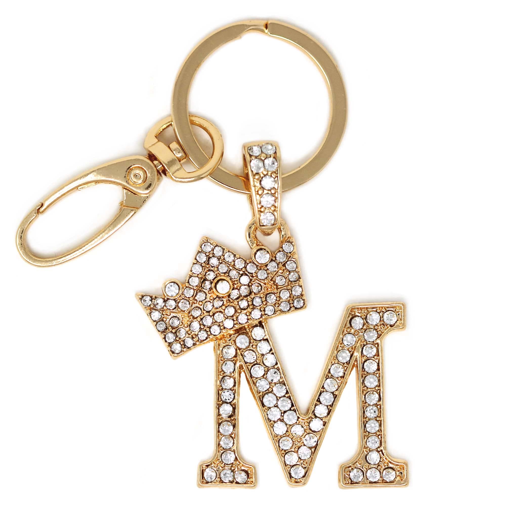 Sometheme SpecialRhinestone Stud Initial Letter Charm Keychain, Key Ring, Bag Charm