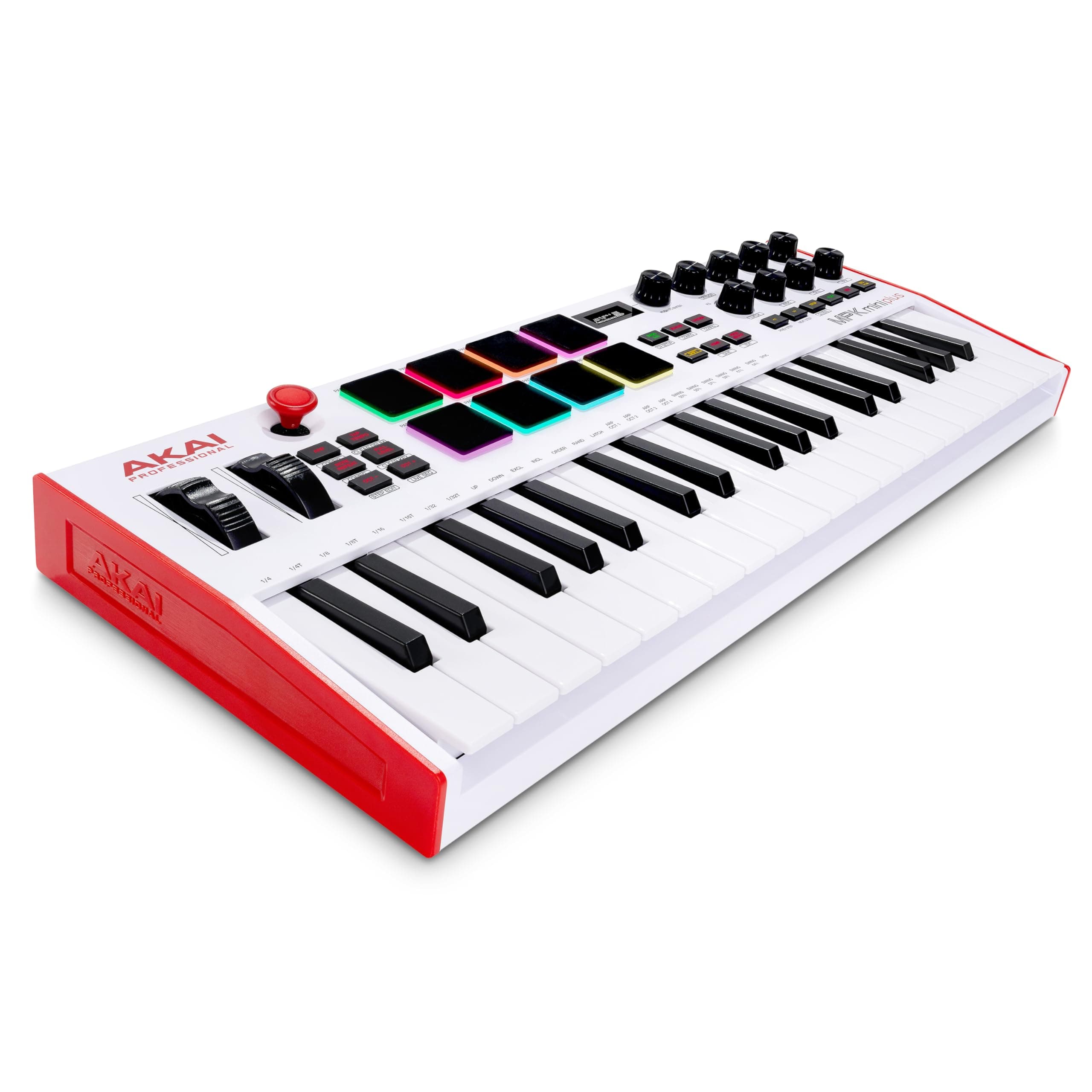 MPK Mini Plus - 37 Keys USB MIDI Keyboard Controller with 8 RGB MPC Pads, Rotary Controls and Music Production Software for PC and Mac, White
