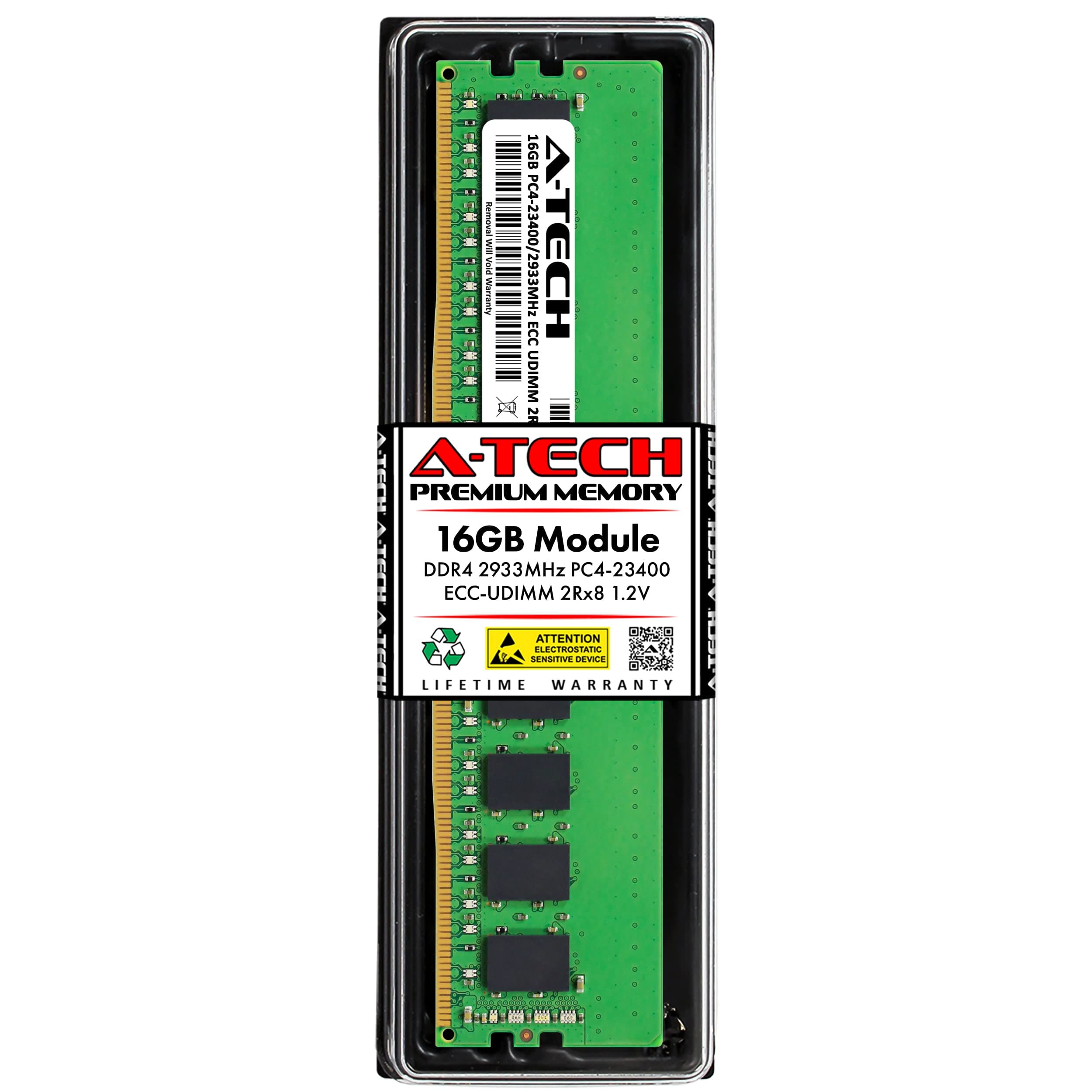 A-Tech Server 16GB DDR4 2933MHz PC4-23400 ECC UDIMM 2Rx8 Dual Rank 1.2V ECC Unbuffered DIMM 288-Pin Server & Workstation RAM Memory Upgrade Module (A-Tech Enterprise Series)
