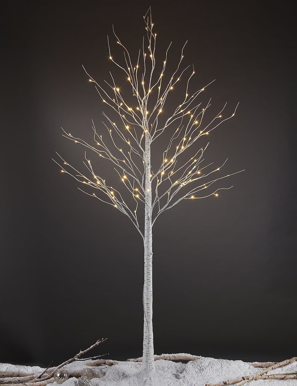LIGHTSHARE 8 Feet 132L LED Birch Tree Lights, Warm White, for Holiday Party and Christmas Decoration, Indoor and Outdoor Use