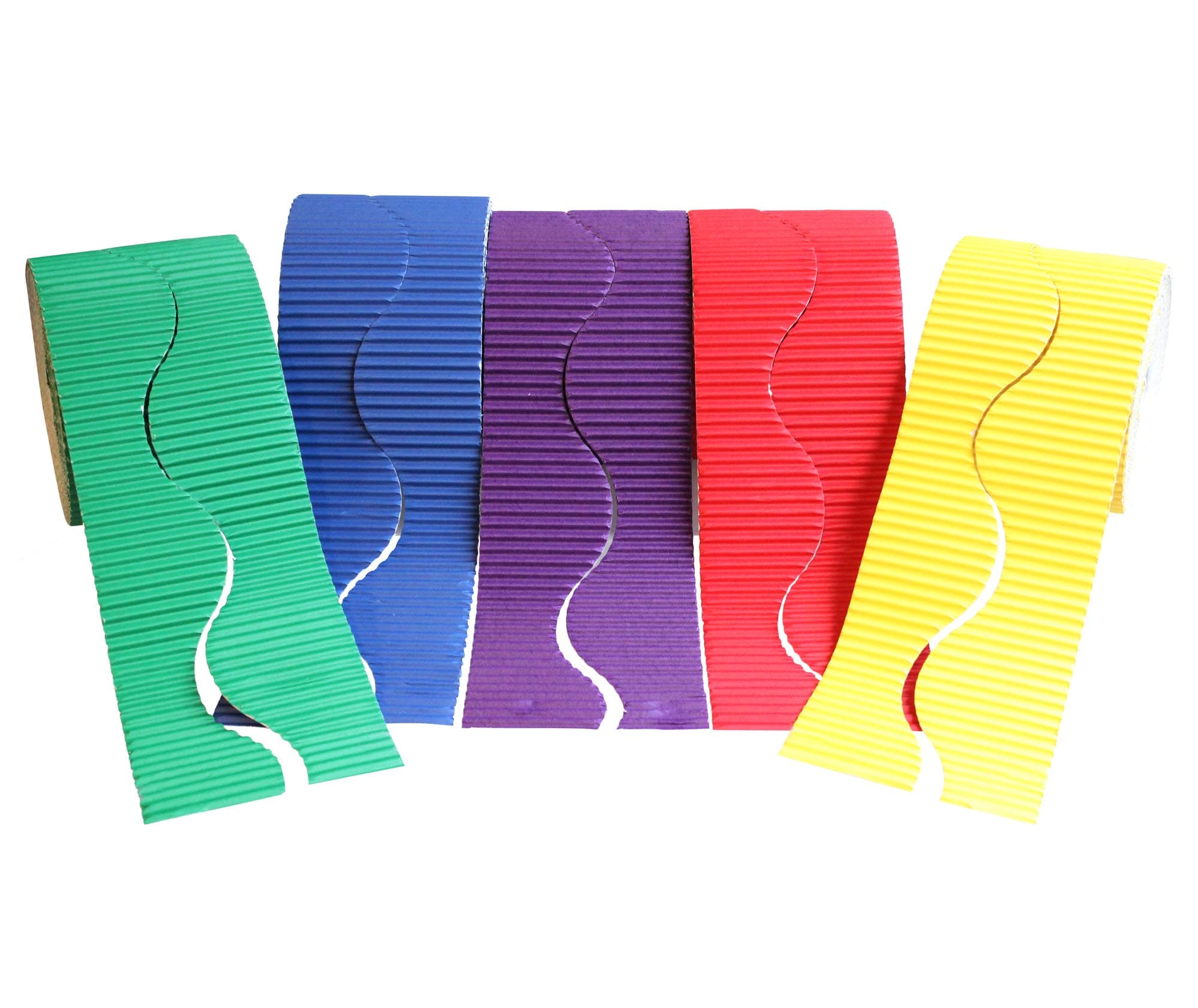 Bright Ideas Corrugated Border Rolls for School Displays, Assortment, 5 Pack, 57mm x 5m (10m When Split), BI7861