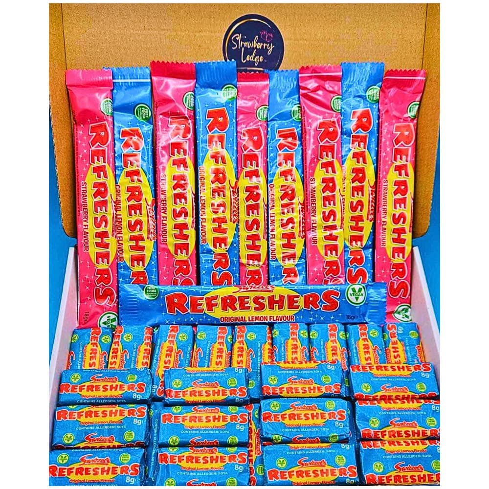 Refreshers Sweets Chew & Bar Gift Box – 40 Pieces Letterbox Sized, Halal, Gluten-Free, Vegan Sweets | Ideal Retro Candy Gift for Birthdays, Celebrations, and Treats