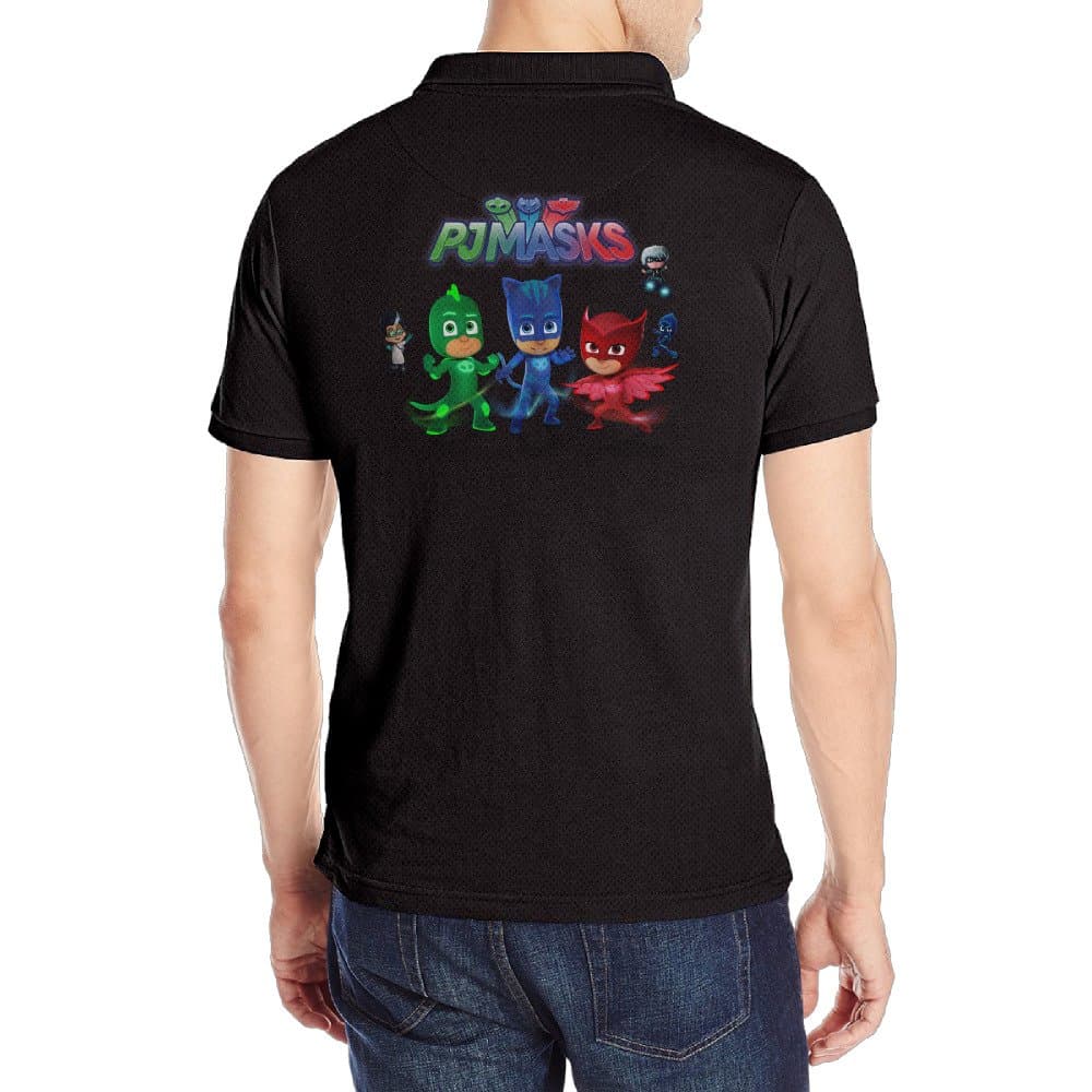 DiDaDi Men's PJ Masks Golf Performance Solid Short Sleeve Polo Shirt Black