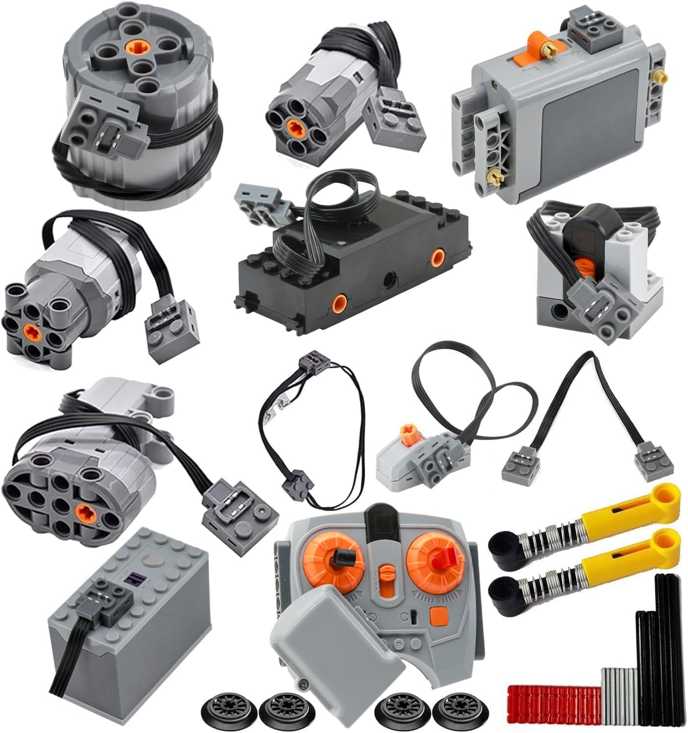 SEEMEY 32Pcs Power Function Kit Set Motor Battery Infrared-Remote-Control Receiver Train Adjustable Speed Motor Parts, pieces Compatible with Lego Technic-Parts