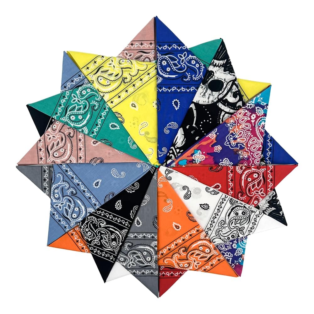 Bandanas 3 pack 6 pack 12 pack 22 inch Cotton Paisley Kerchiefs for Men and Women