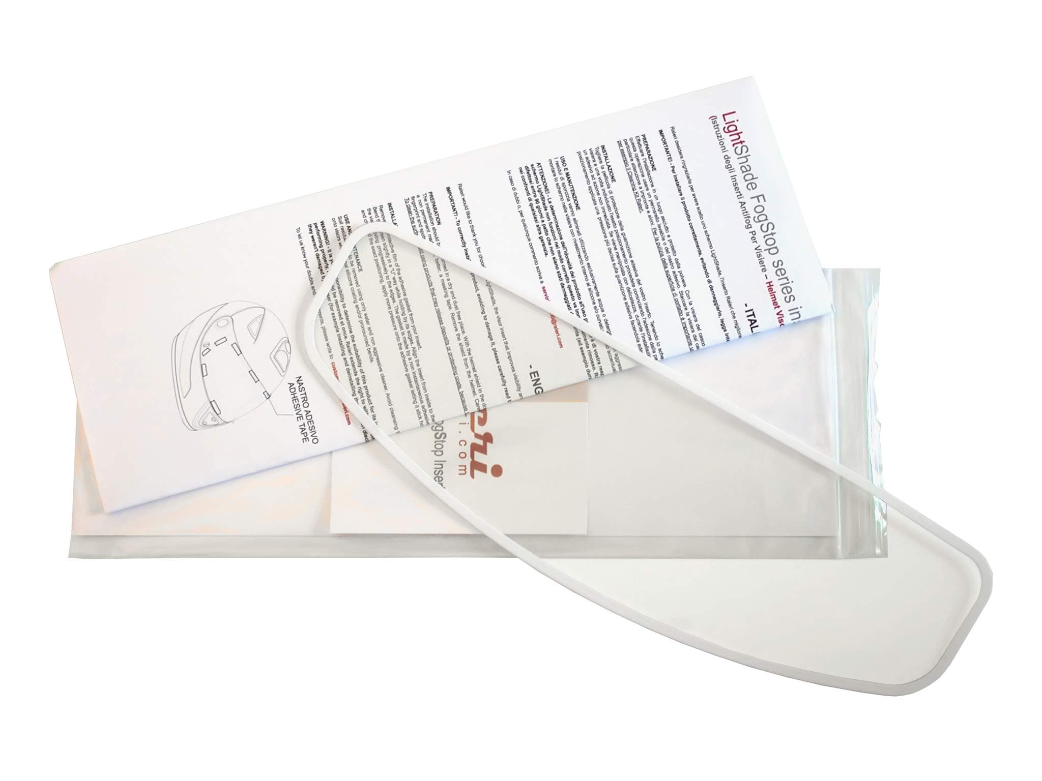 LigtShade Crystal Clear FogStop® 100sec. antifog insert for visor helmets, size STANDARD 286x94 mm