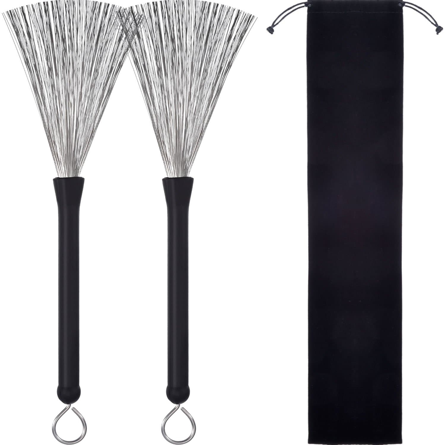 1 Pair Drum Brushes Retractable Wire Brushes Drums Drum Sticks Brush with Comfortable Rubber Handles