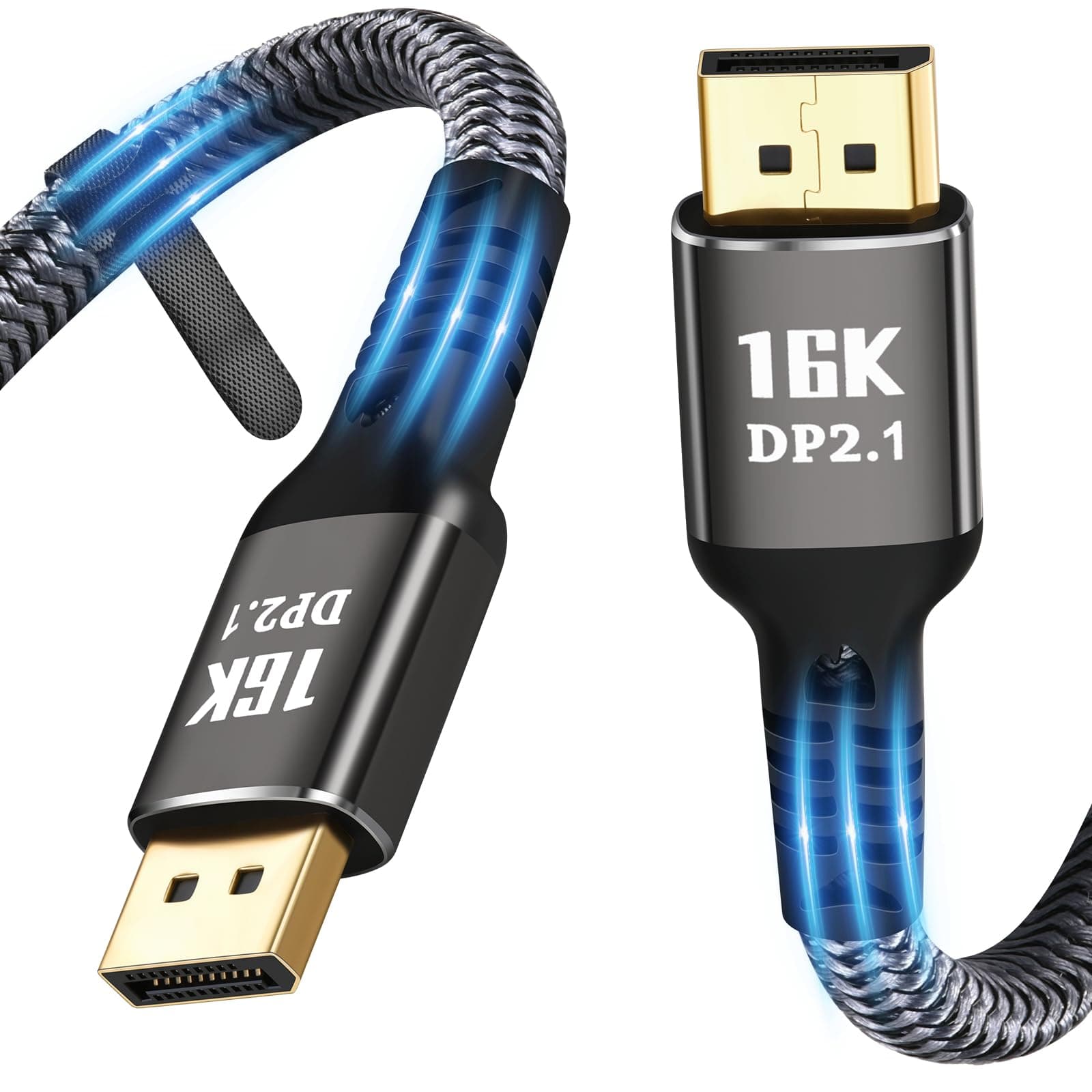 16K Displayport Cable 2.1 15 FT, 80Gbps Display Port to Display Port Cable, 4K@240Hz 144Hz Monitor Cord, DP to DP Vedio Cable, HDR,HDCP,DSC 1.2a,Compatible HDTVs,Displays,Graphics,PC, etc.