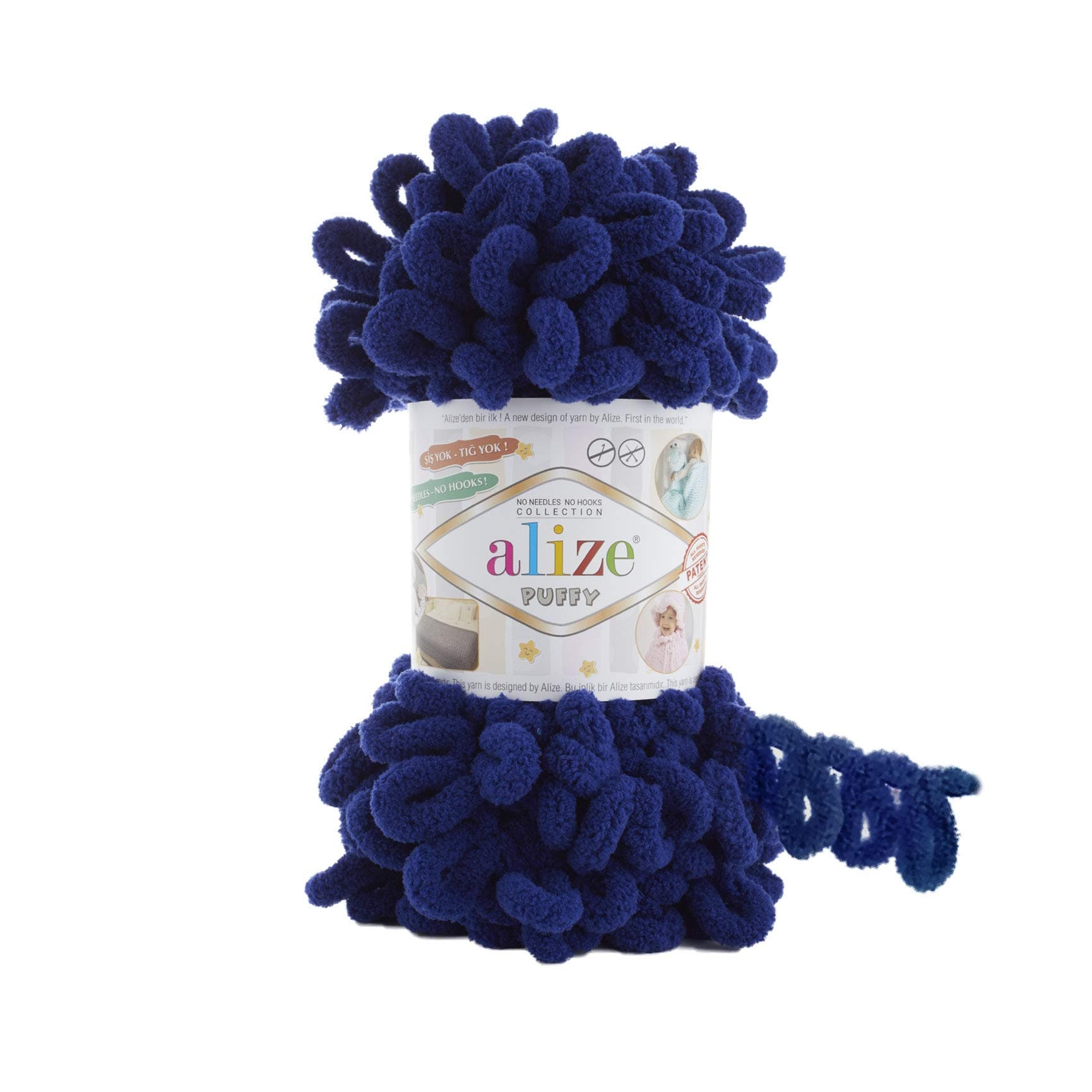 Alize Puffy Knitting Yarn 100 g, Patented Innovation, Loop Knitting without Needles, Colour: 360 Dark Blue