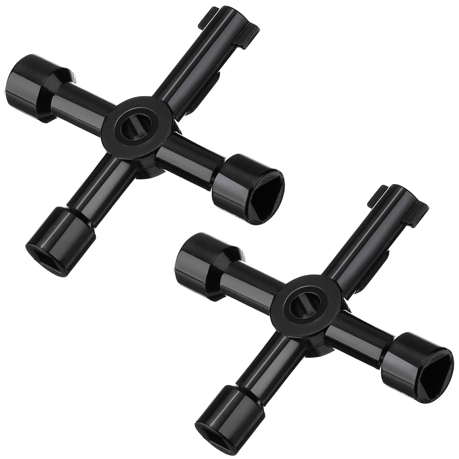 Shappy 2 Pack Electric Cabinet Panel Keys Gas Meter Water Sillcock Utility 4 Way Keys Multi-functional, Black