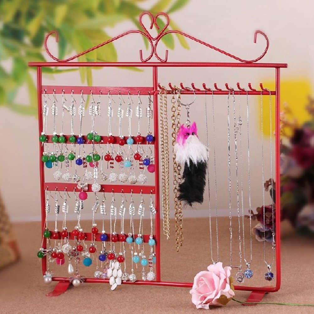 L-Zone Elegant Earring Holder / Earring Tree / Earring Organizer / Earring Stand / Earring Display (Red) Ship From USA