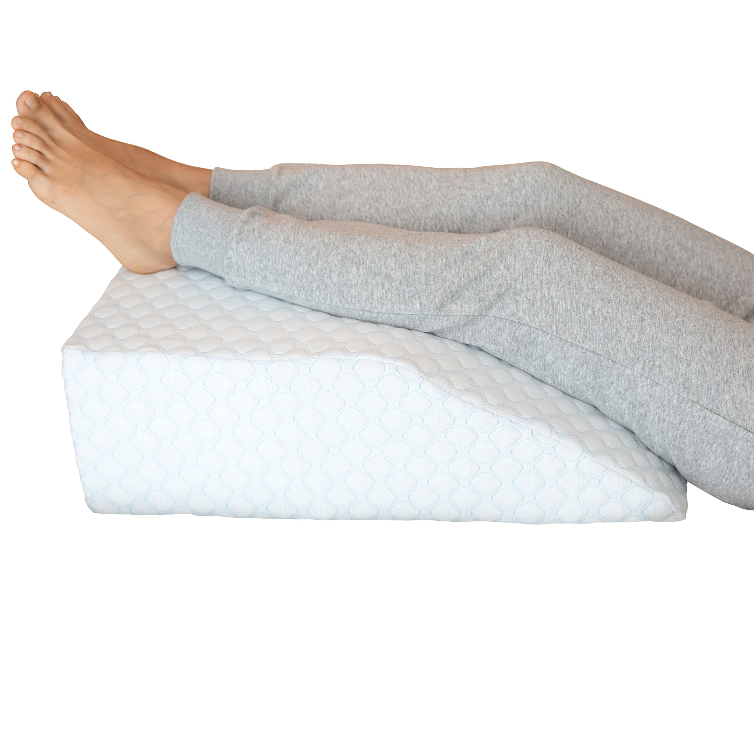 Lenora Elevating Leg Rest Pillow with 1.5 Inch Memory Foam Top, (23.6 x 16.5 x 8 Inches), Removable and Washable Cover, Perfect for Back, Hip and Knee Pain Relief, 8 Inch Leg Elevator