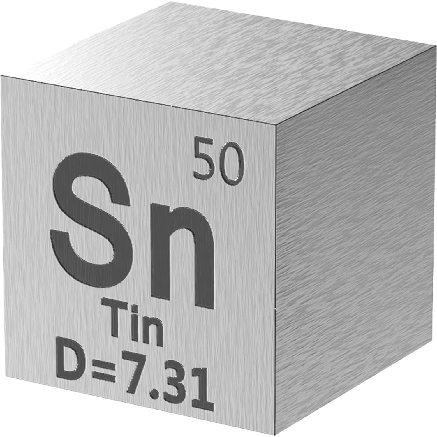Tin Cube - Metal Element Cubes - Laser Engraved Density Cube set for a Periodic Table of Elements Collection - (Tin, 1 inch)