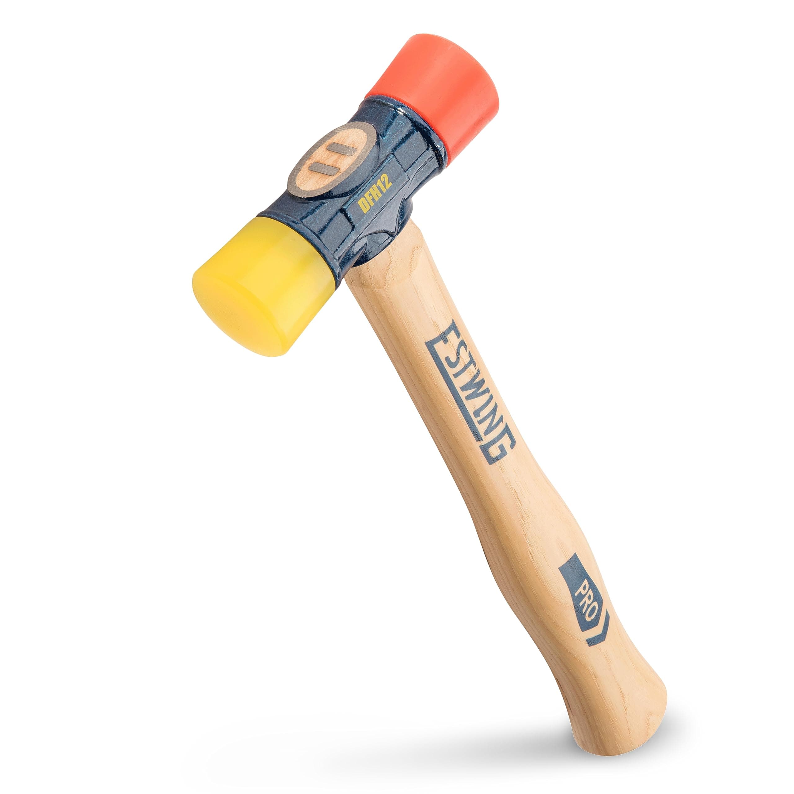 Rubber Mallet - 12 oz USA Made Double-Face Hammer with Soft/Hard Tips & Hickory Wood Handle - DFH12