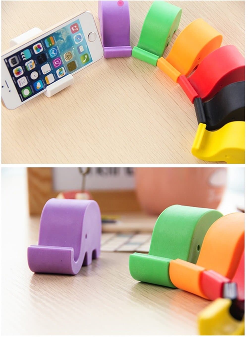 Candywan Super Cute Lovely Mini Elephant Cellphone Holder Stand for iPhone 5G 5S 4S S3 S4 S5 Galaxy Note 2 3(Purple)
