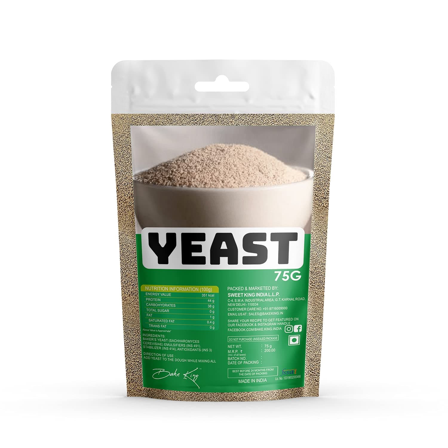 Instant Active Dry Yeast 75gm, for Pizza Making