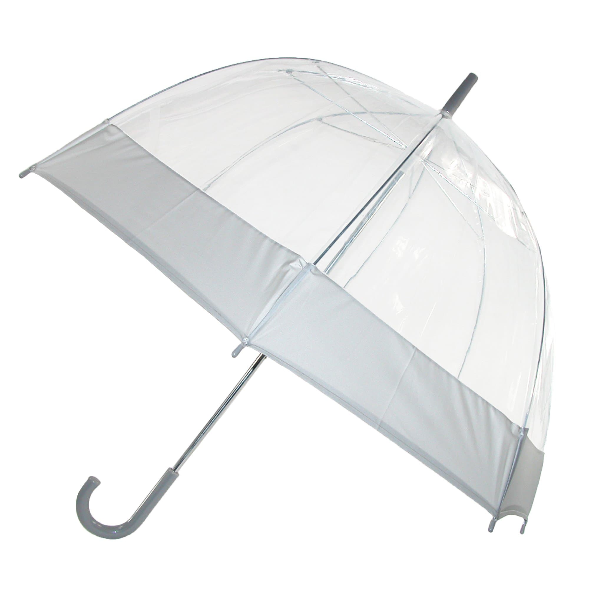 iRain Unisex Clear Bubble Dome with Colored Trim Hook Handle Umbrella